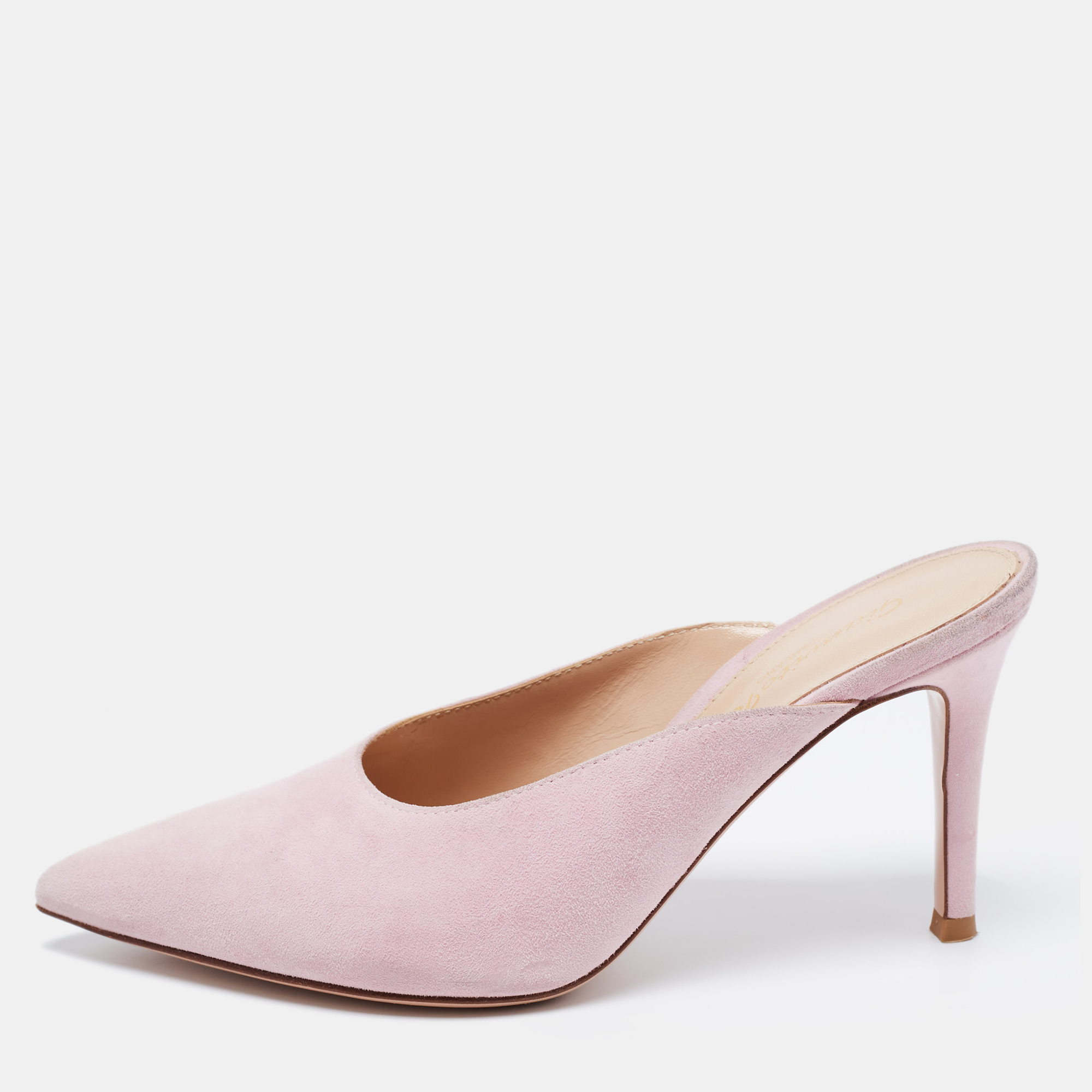 Gianvito rossi pink suede pointed toe mules size 34