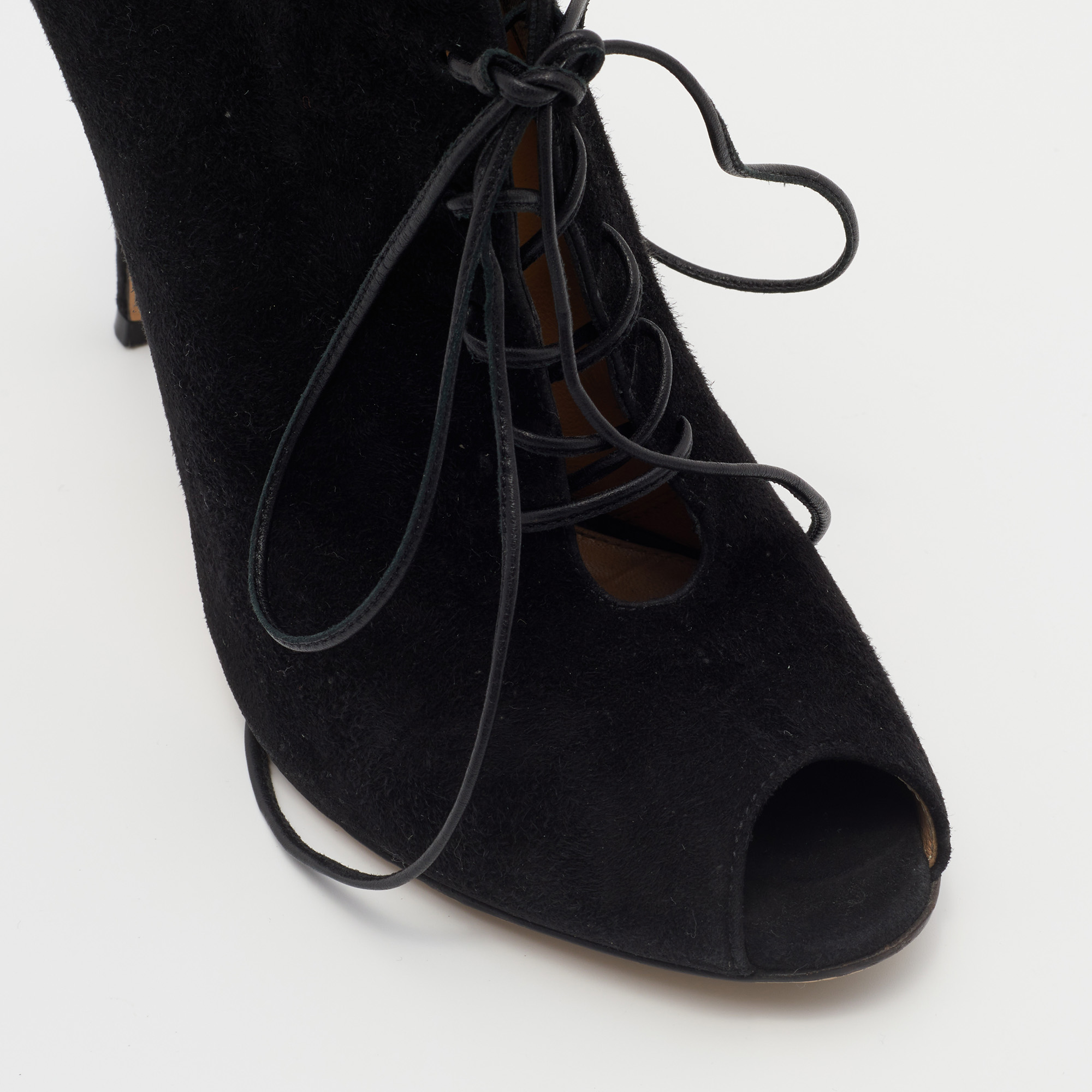 Gianvito Rossi Black Suede Jane Ankle Booties Size 38