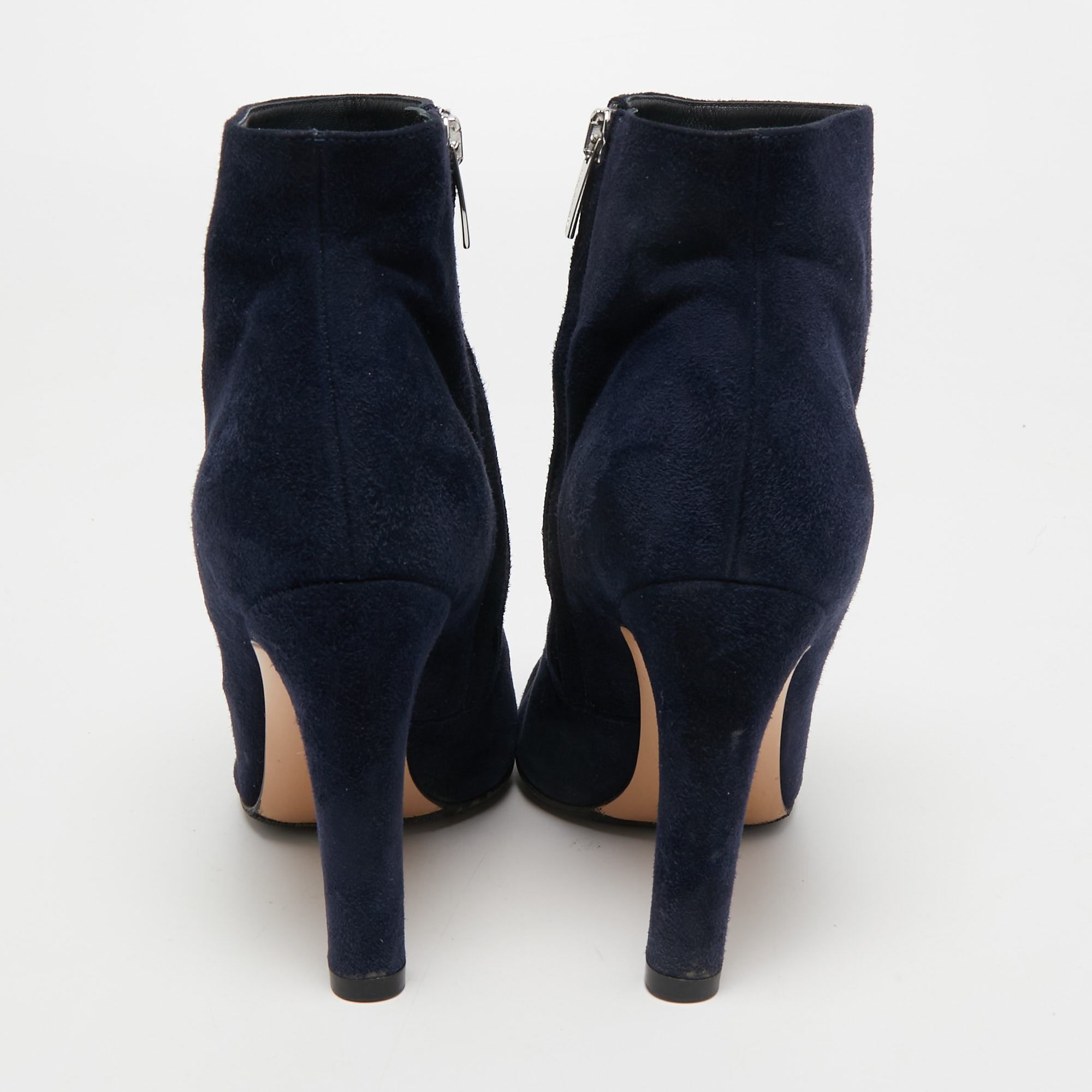Gianvito Rossi Navy Blue Suede Ankle Booties Size 37
