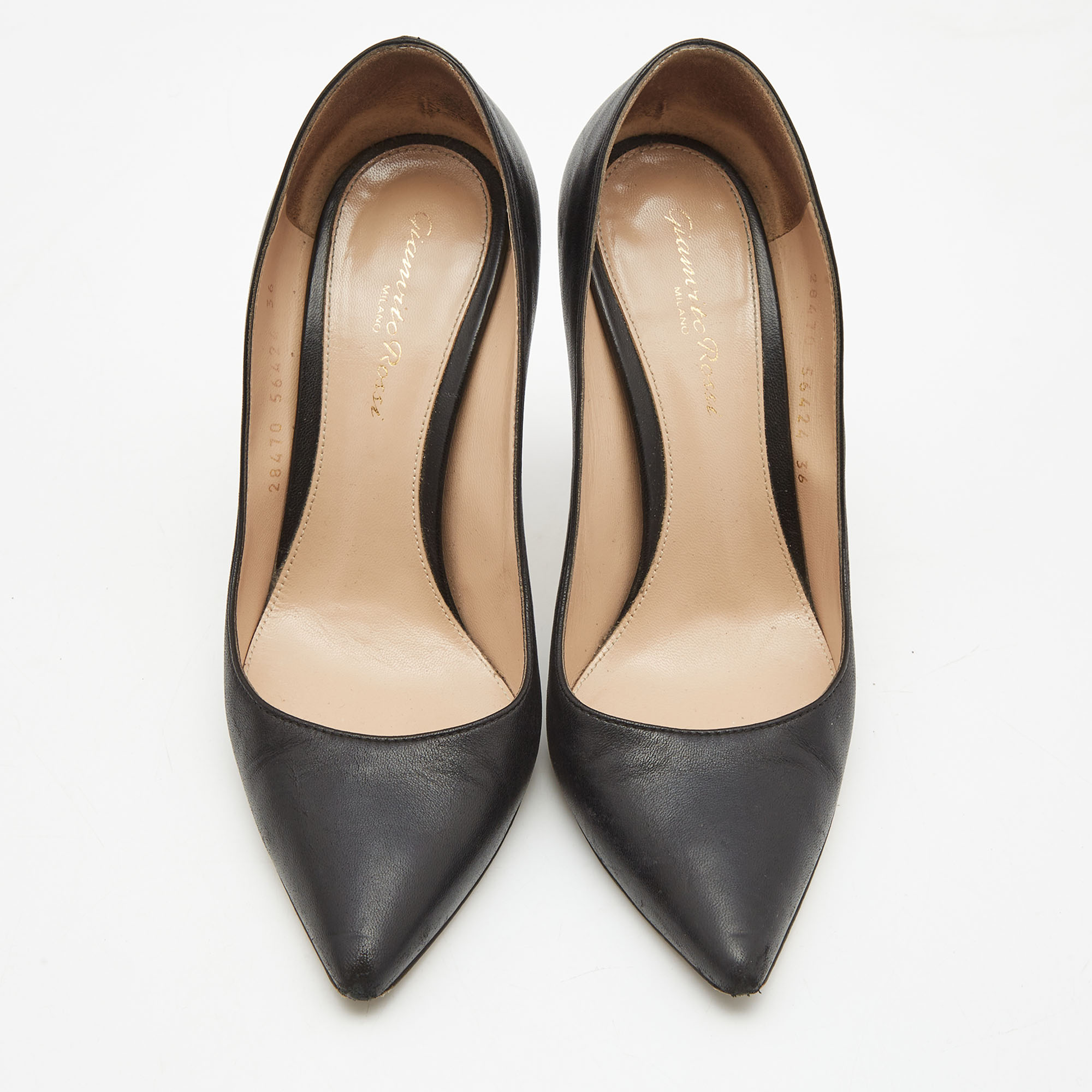 Gianvito Rossi Black Leather Pointed Toe Pumps Size 36