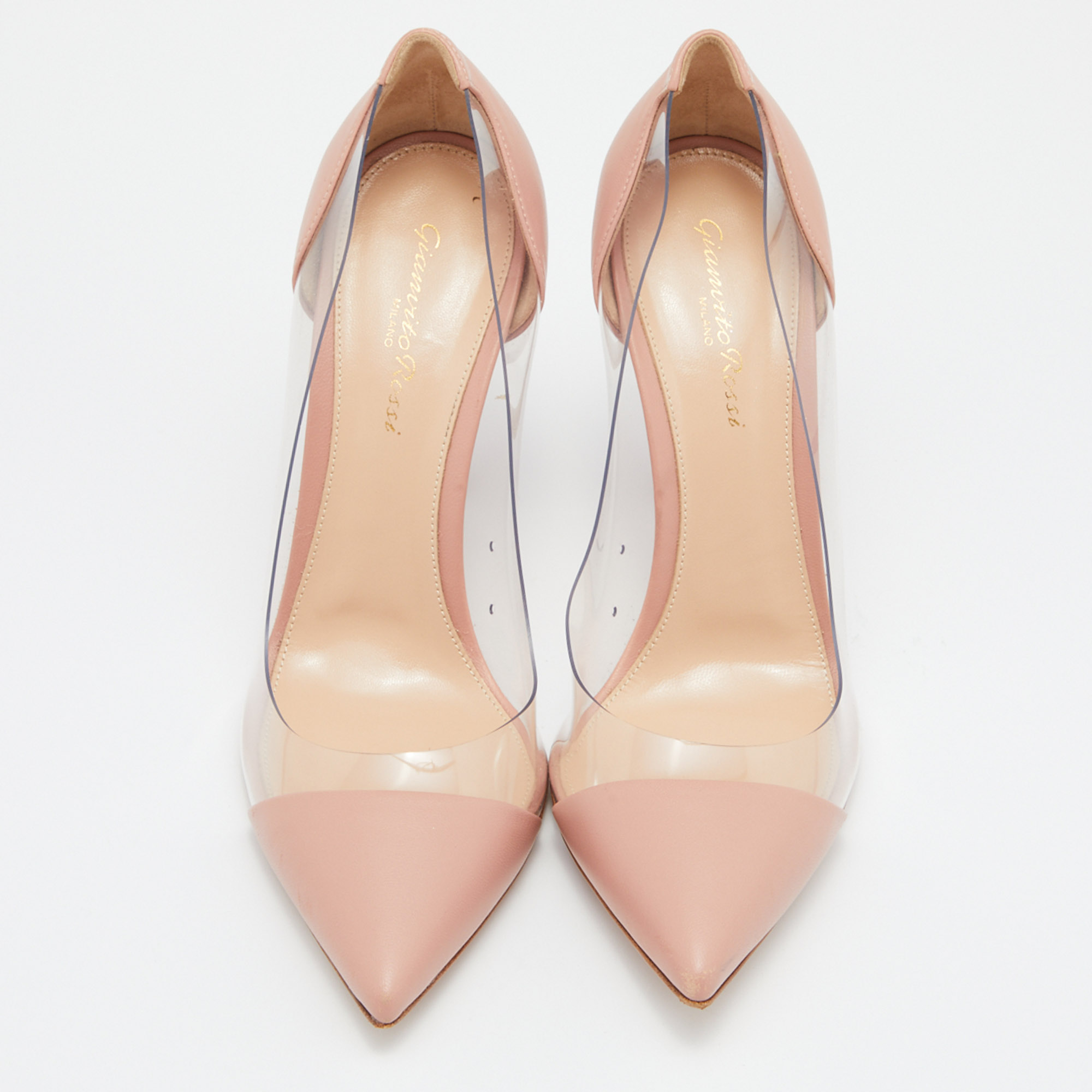 Gianvito Rossi Pink Leather And PVC Plexi Pumps Size 38