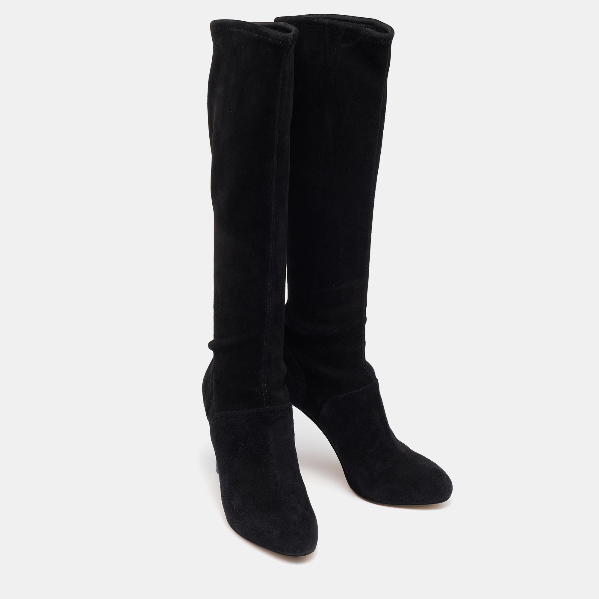 Gianvito Rossi Black Suede Knee Length Boots Size 37.5