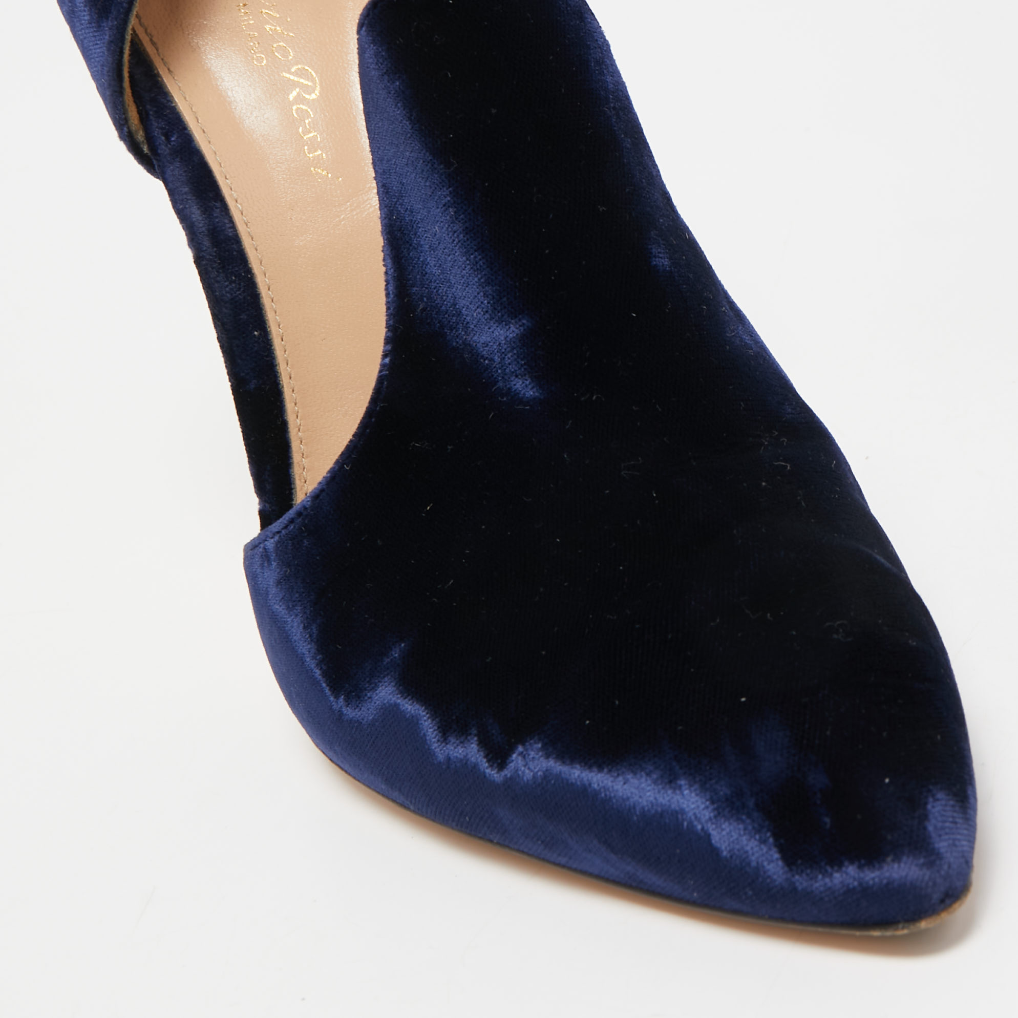 Gianvito Rossi Blue Velvet Moret Pointed Toe D'orsay Pumps Size 40