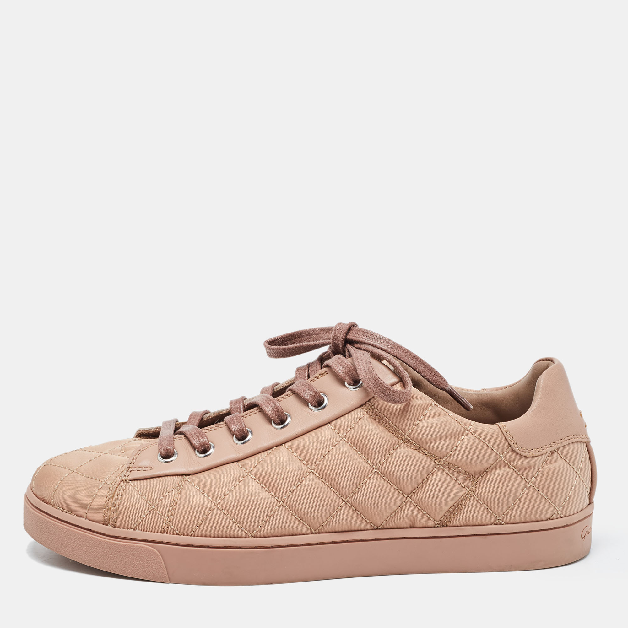 Gianvito Rossi Dusty Pink Quilted Leather Loft Low Top Sneakers Size 37