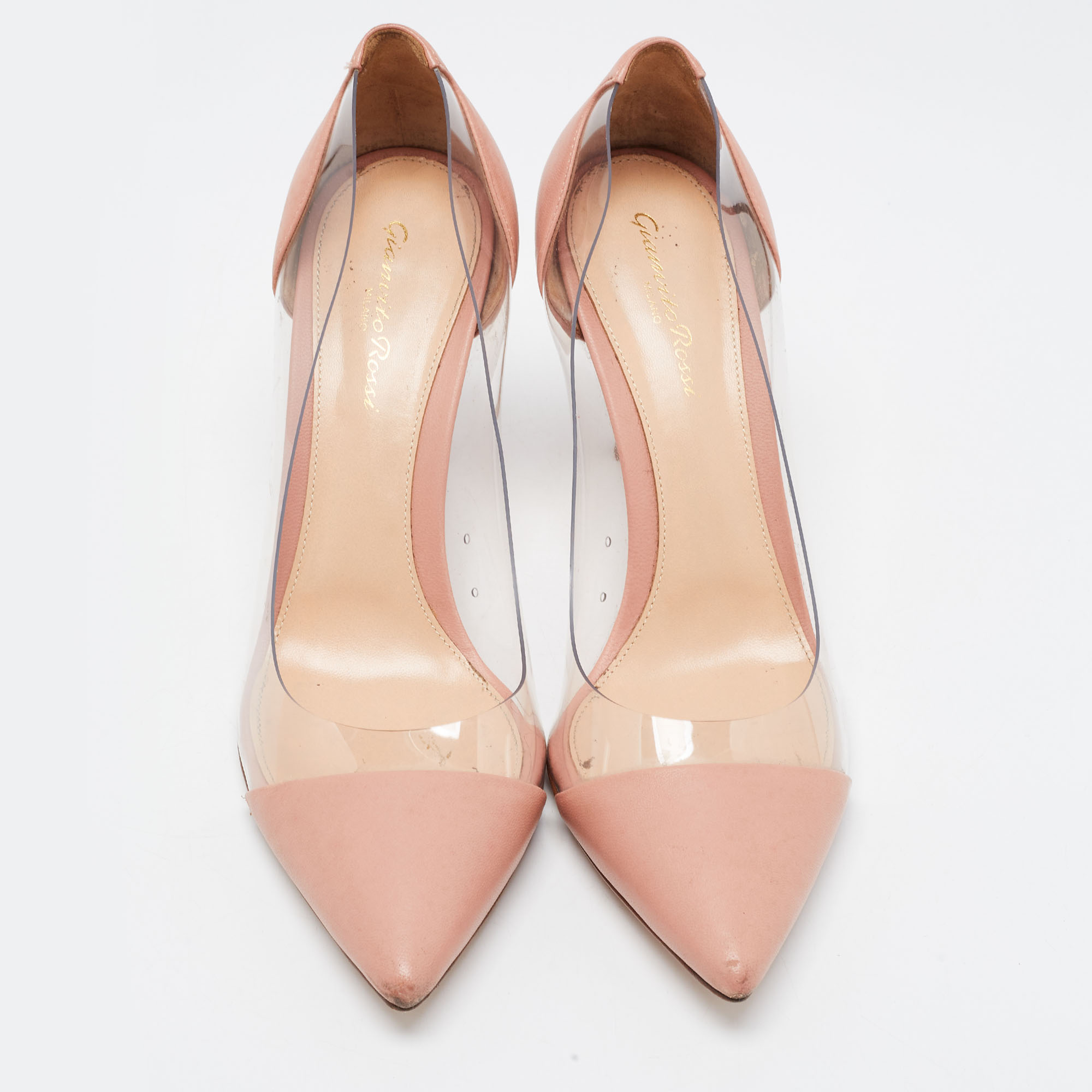 Gianvito Rossi Pink Leather And PVC Plexi Pumps Size 39