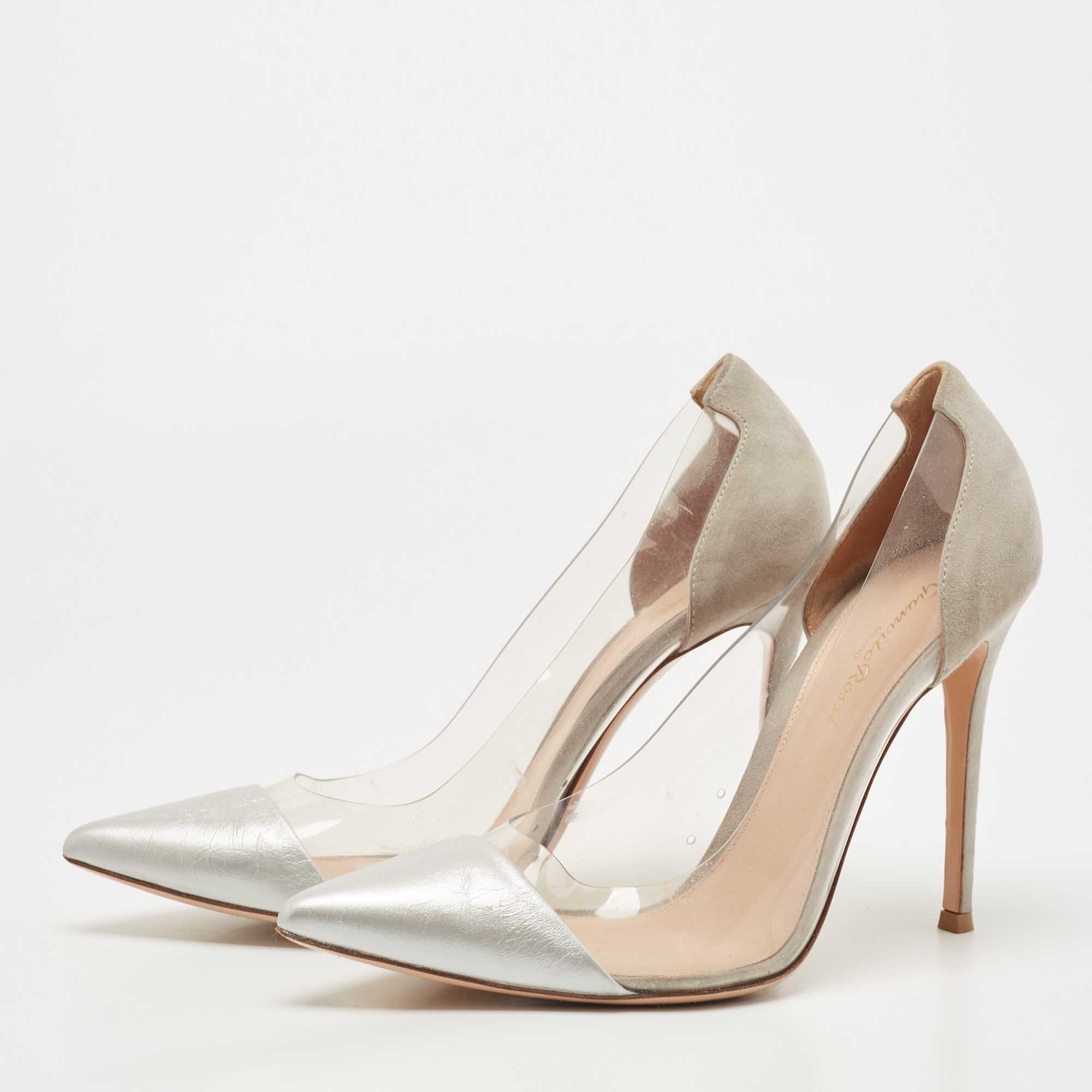 Gianvito Rossi Grey/Transparent PVC And Leather Plexi Pumps Size 40