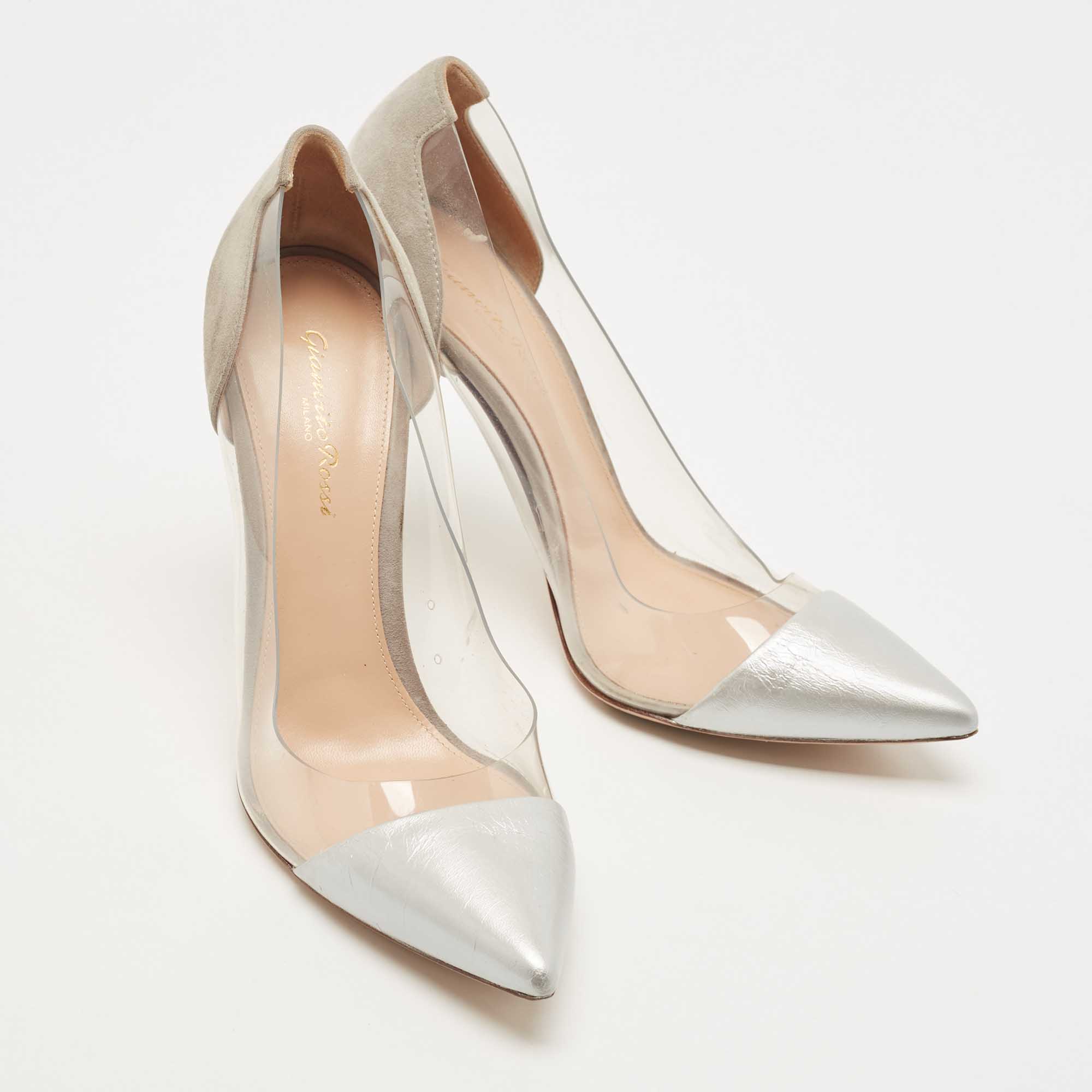 Gianvito Rossi Grey/Transparent PVC And Leather Plexi Pumps Size 40