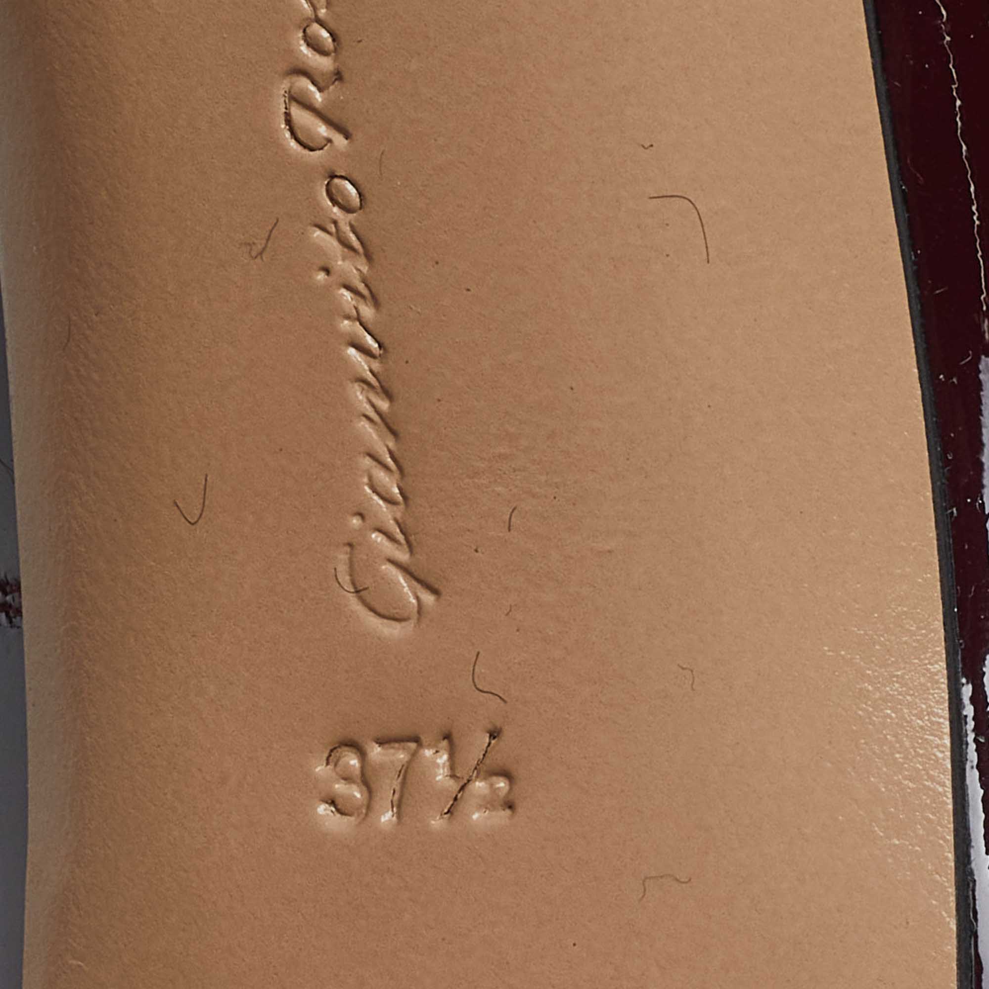 Gianvito Rossi Burgundy Patent Leather Amaranto Pumps Size 37.5