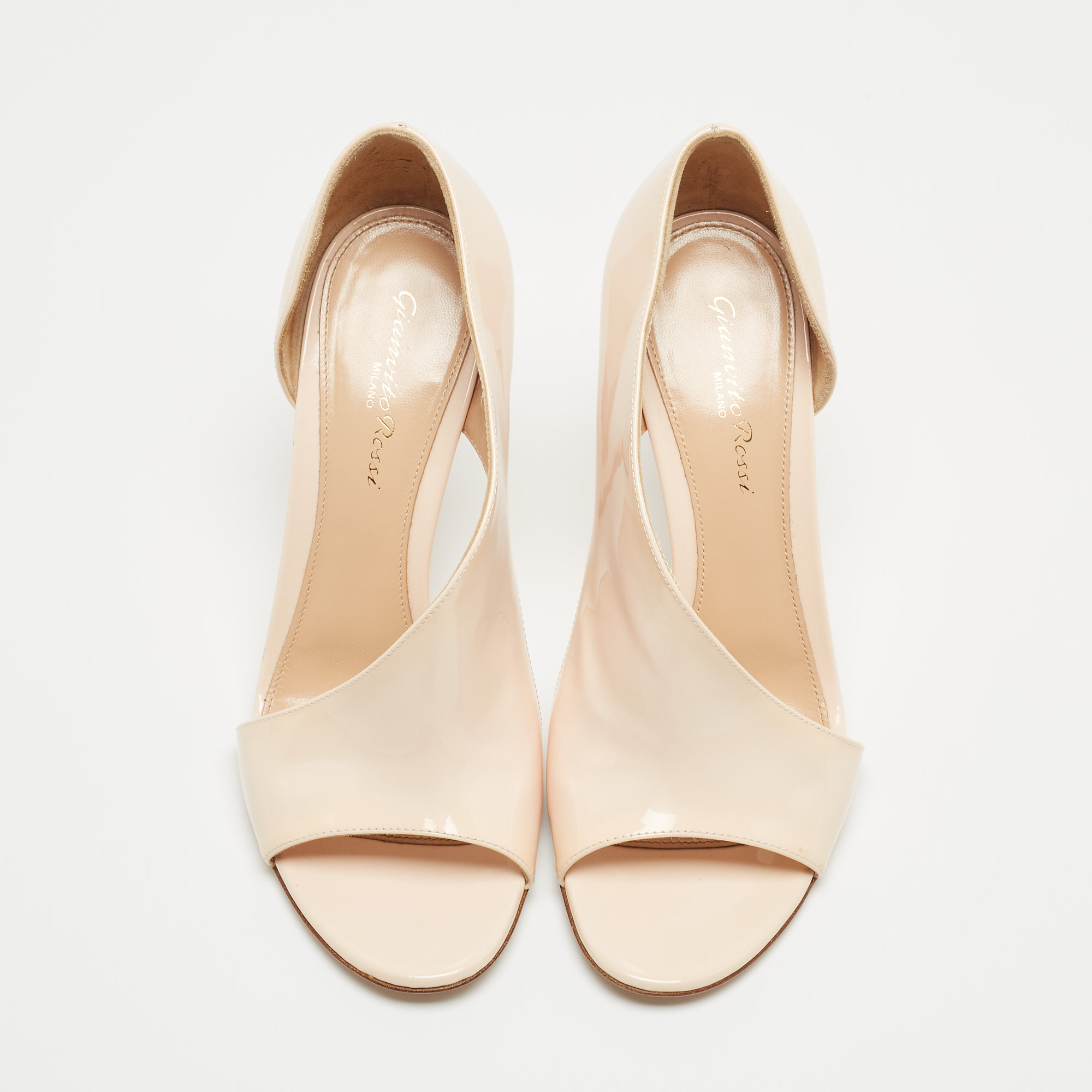 Gianvito Rossi Ivory Patent Asymmetic Heeled Pumps Size 38