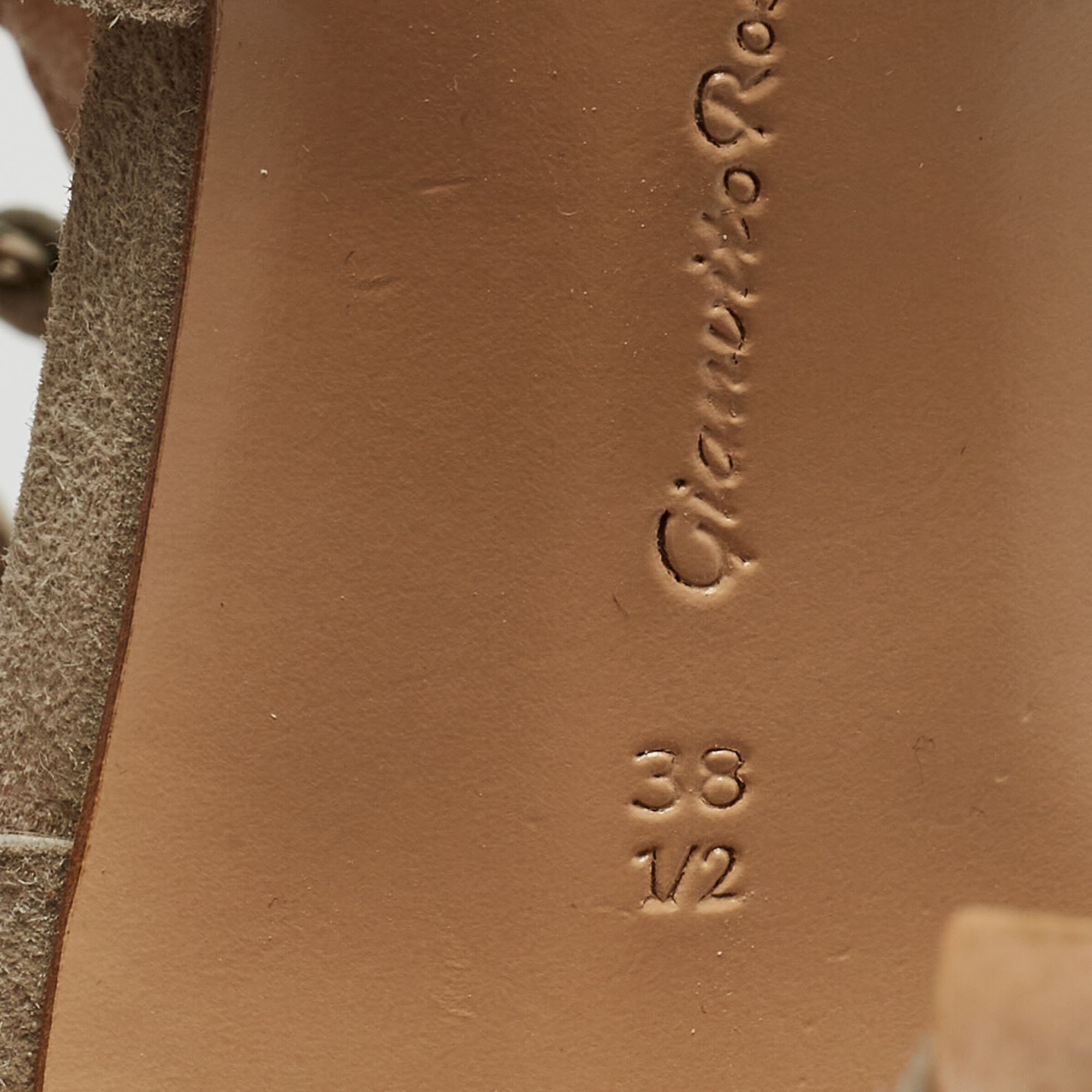 Gianvito Rossi Grey Suede Lattice Sandals Size 38.5