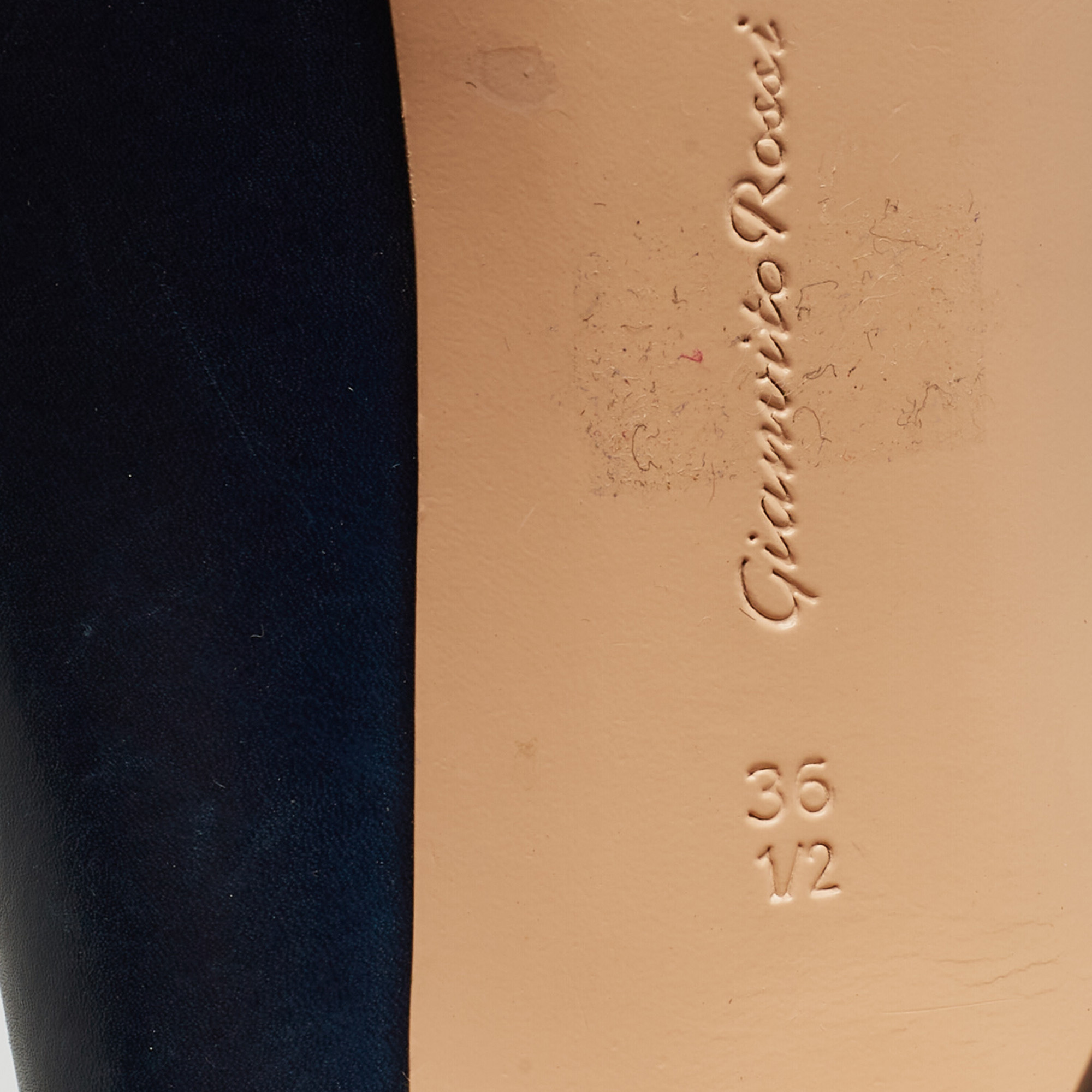 Gianvito Rossi Blue/White Leather Peep Toe Pumps Size 36.5
