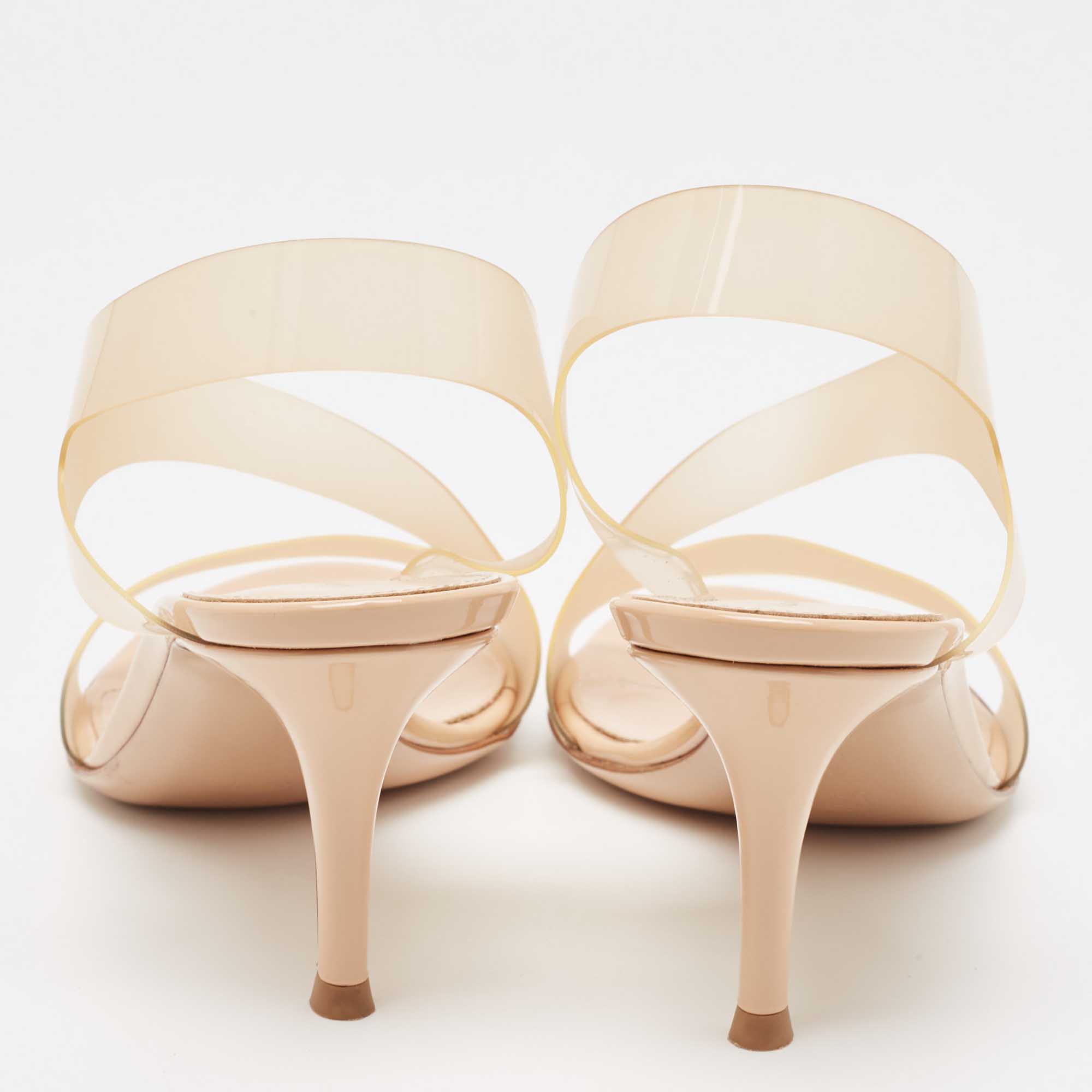 Giavanto Rossi Beige PVC Metropolis Sandals Size 38.5