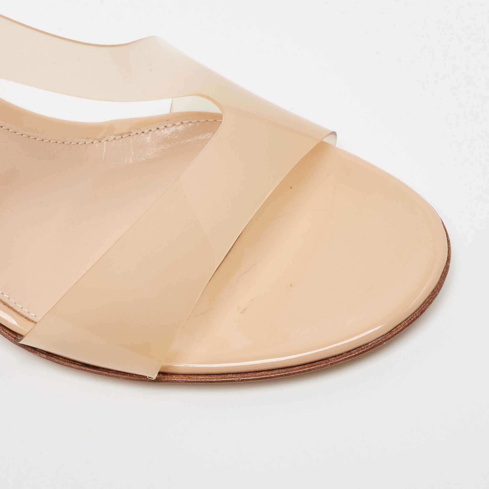 Giavanto Rossi Beige PVC Metropolis Sandals Size 38.5
