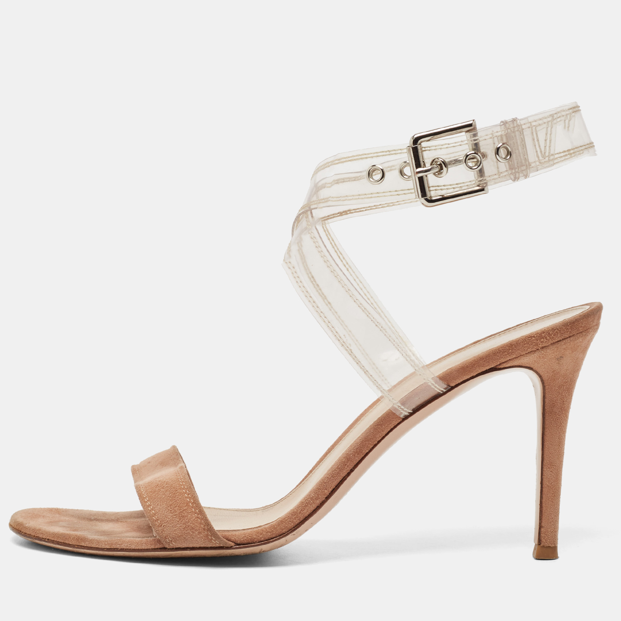Gianvito rossi beige suede and pvc ankle strap sandals size 40