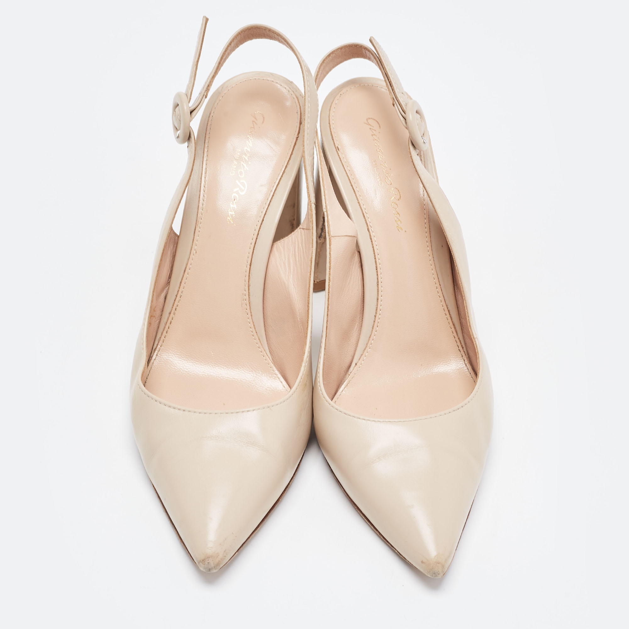 Gianvito Rossi Beige Leather Slingback Pumps Size 36.5