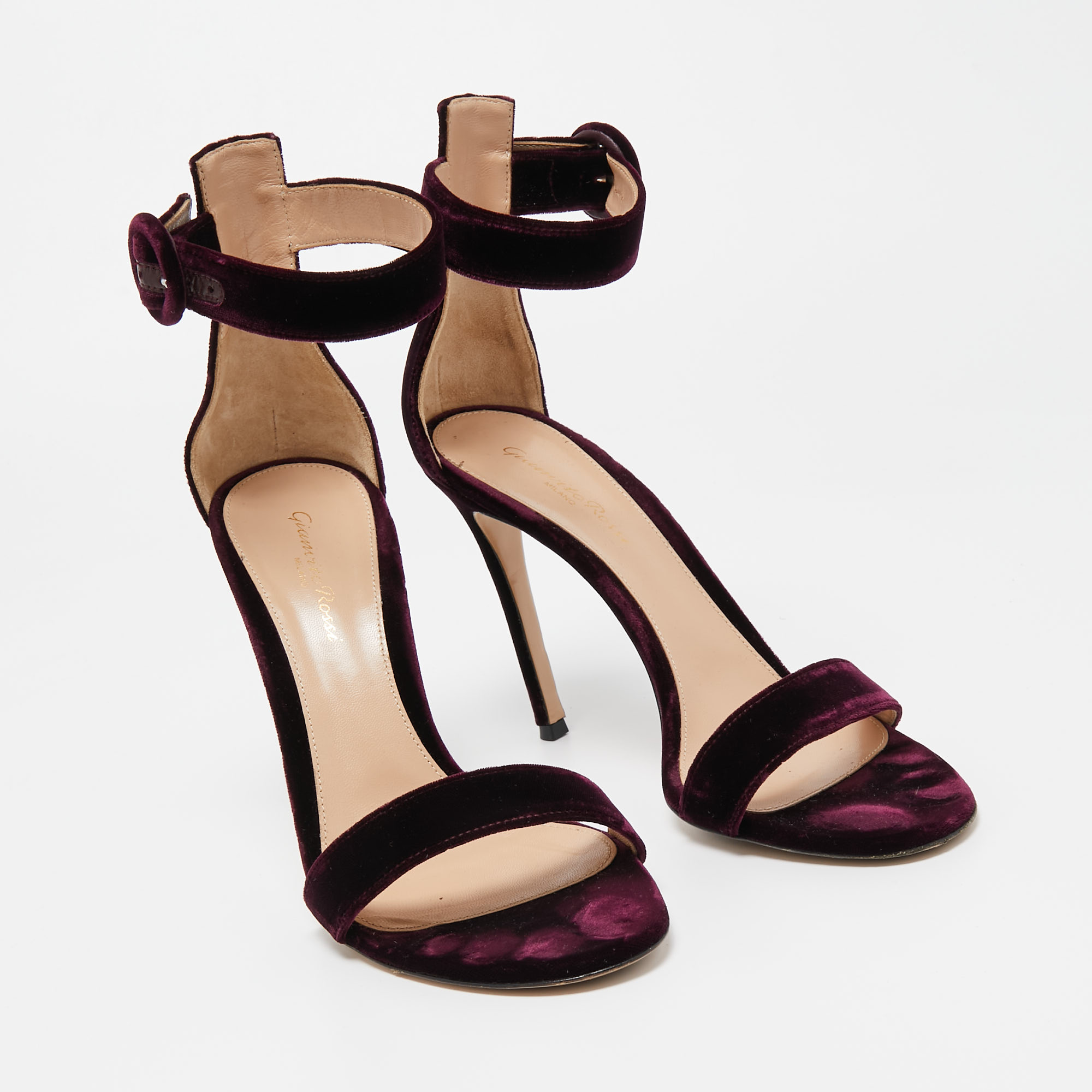 Gianvito Rossi Purple Velvet Portofino Sandals Size 40