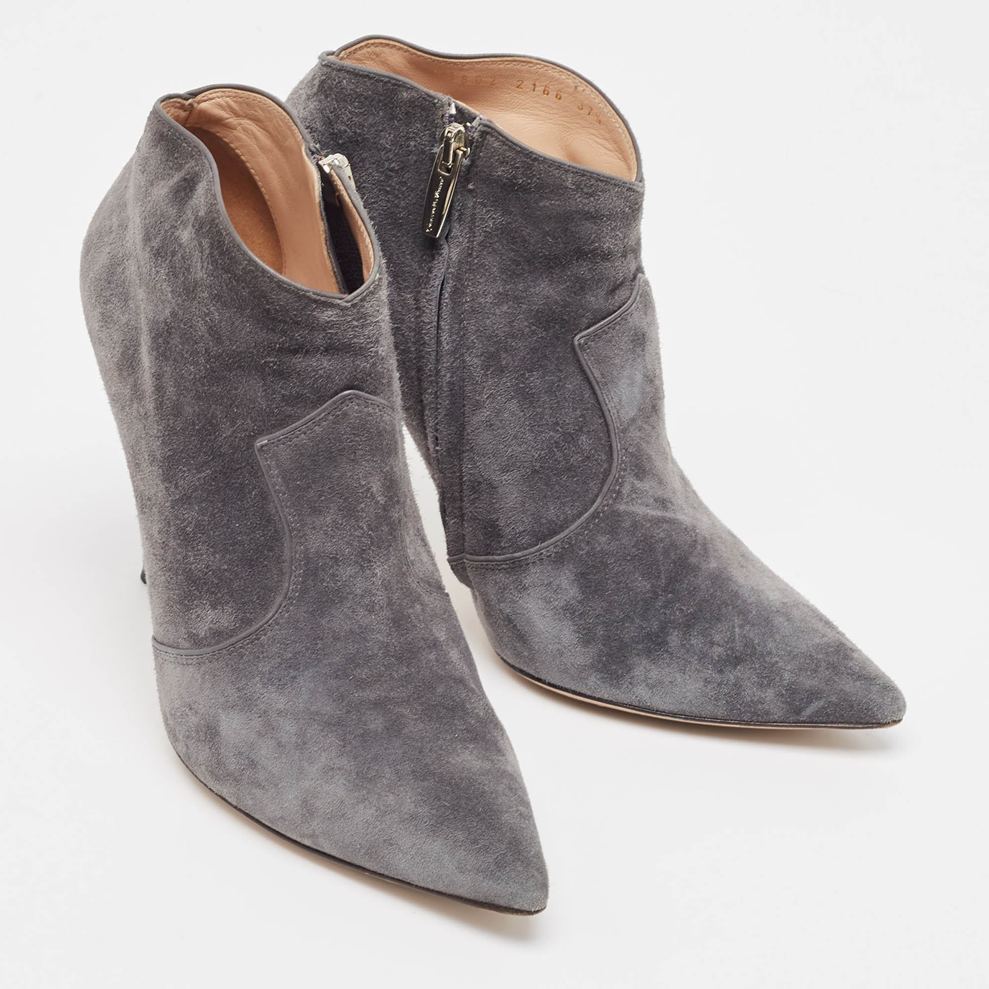 Gianvito Rossi Grey Suede Ankle Boots Size 37.5