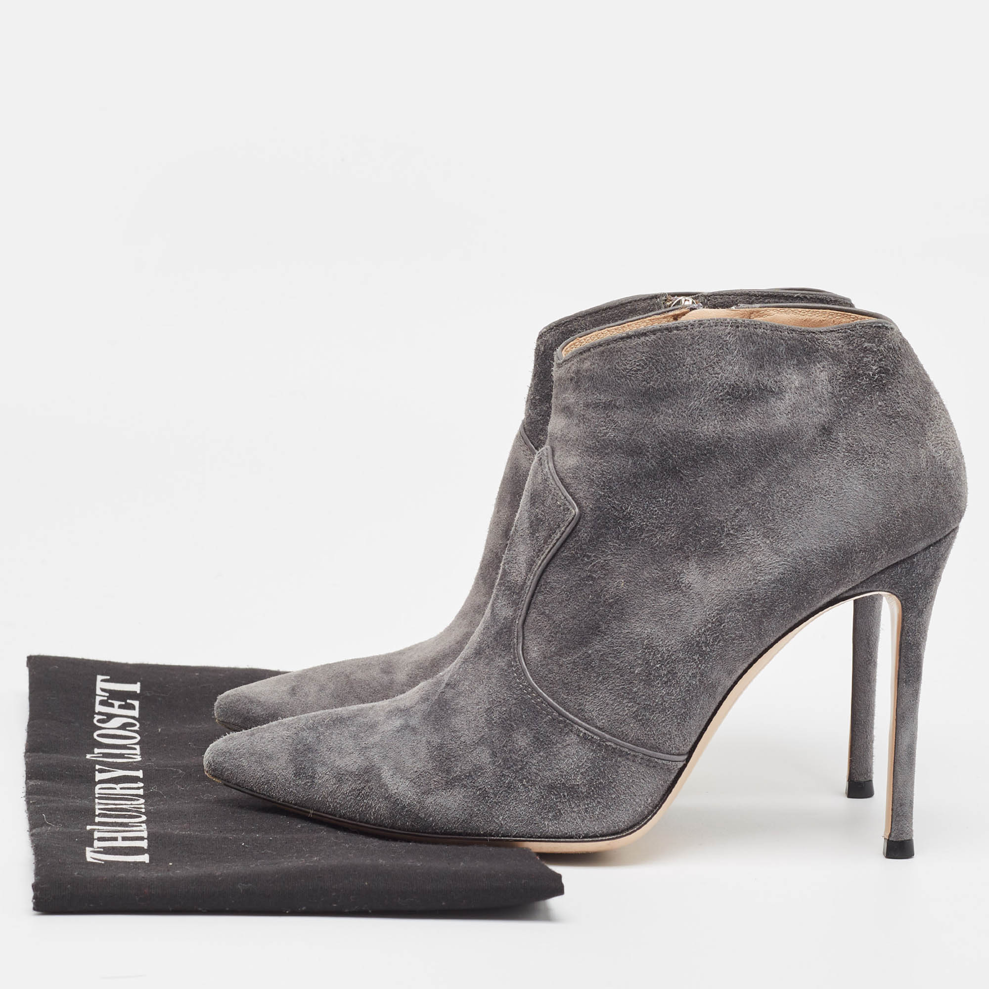 Gianvito Rossi Grey Suede Ankle Boots Size 37.5