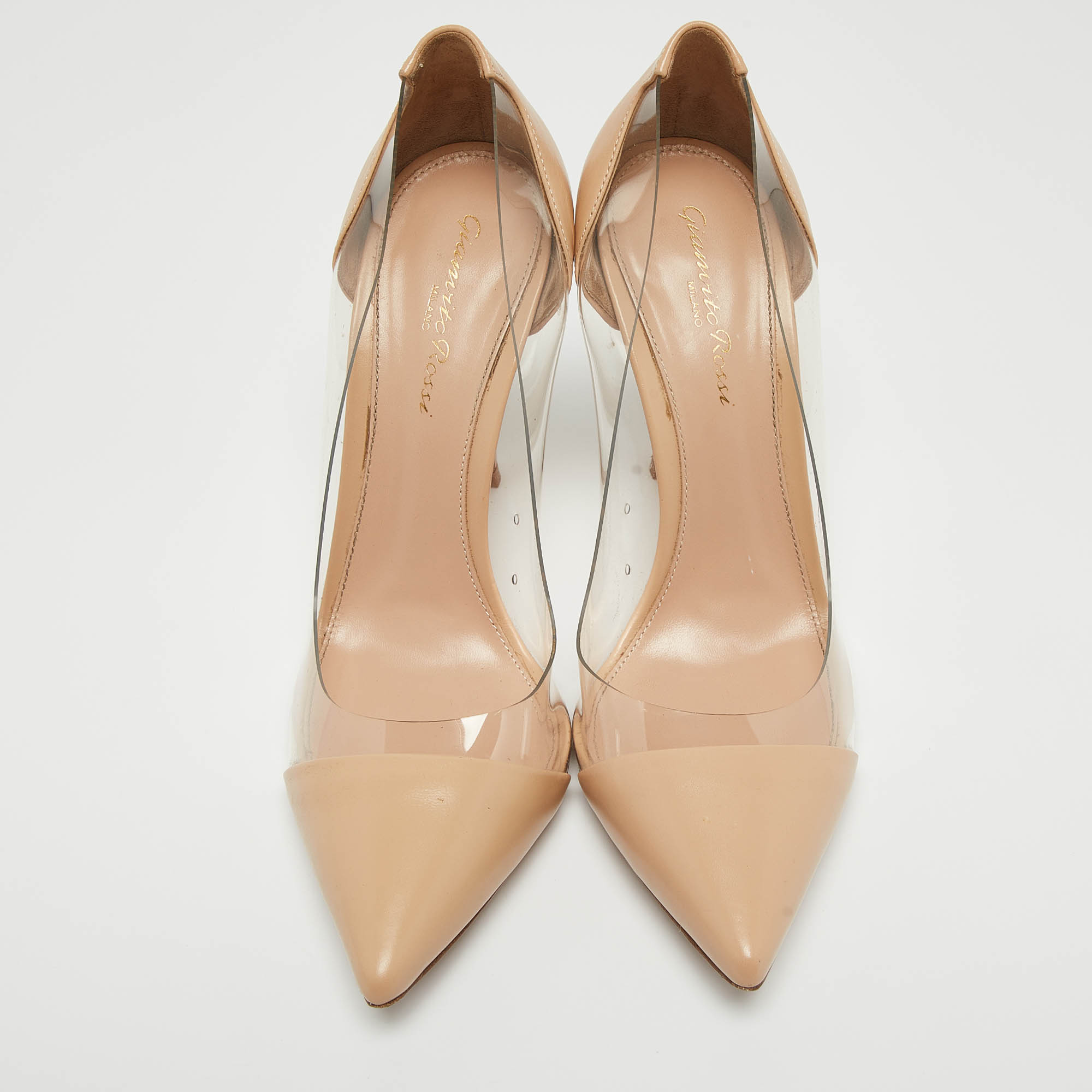 Gianvito Rossi Beige Leather And PVC Plexi Pumps Size 37