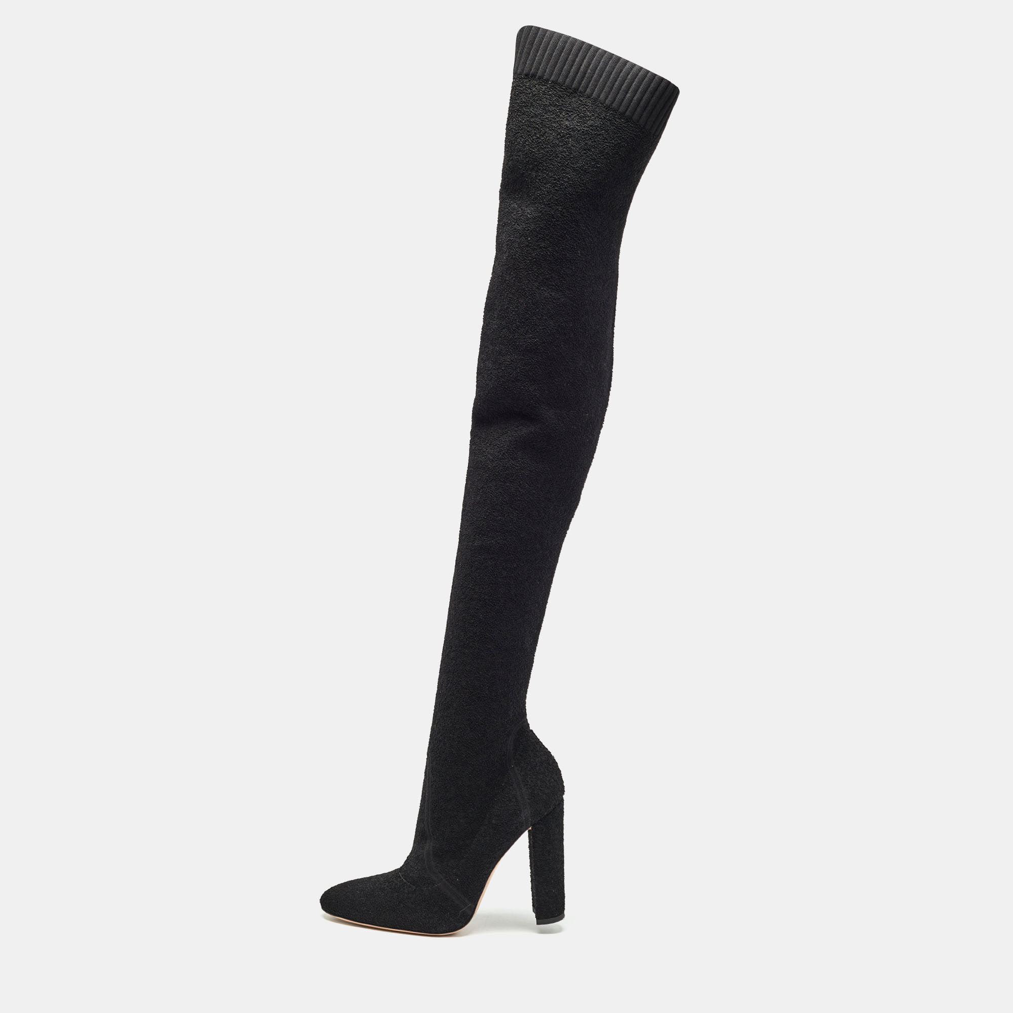 

Gianvito Rossi Black Knit Fabric Knee Length Boots Size