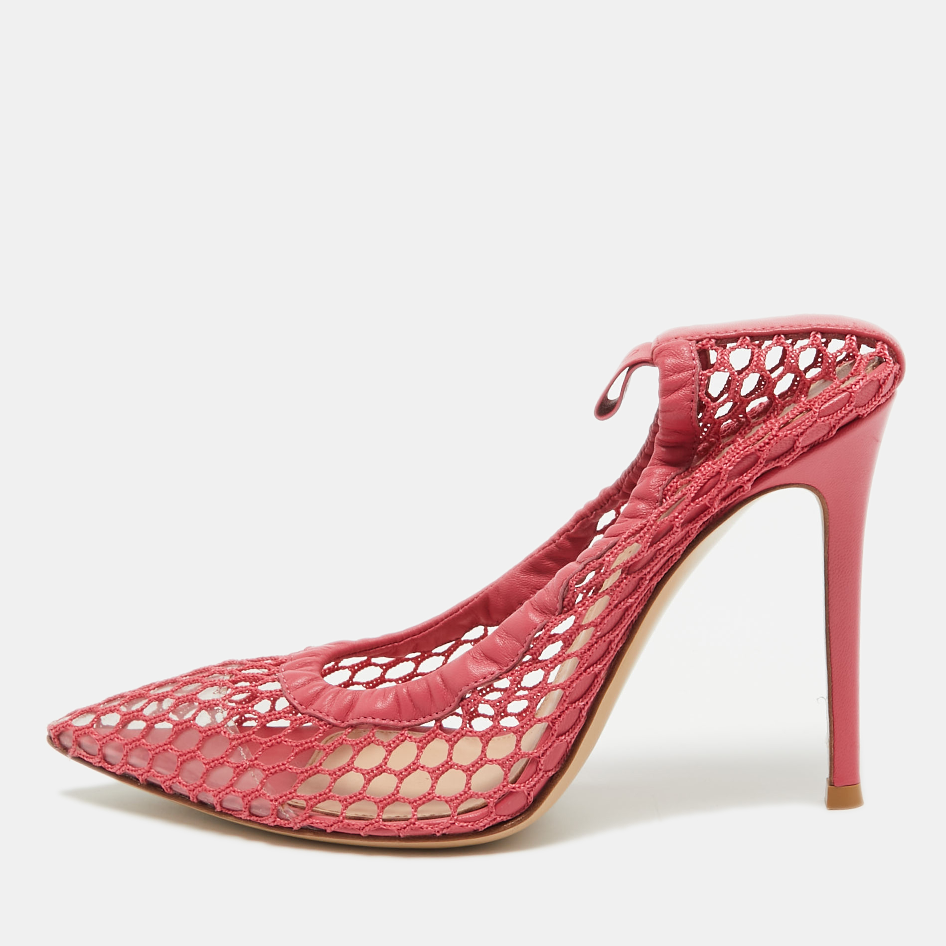 Gianvito rossi pink mesh and leather pumps size 37.5