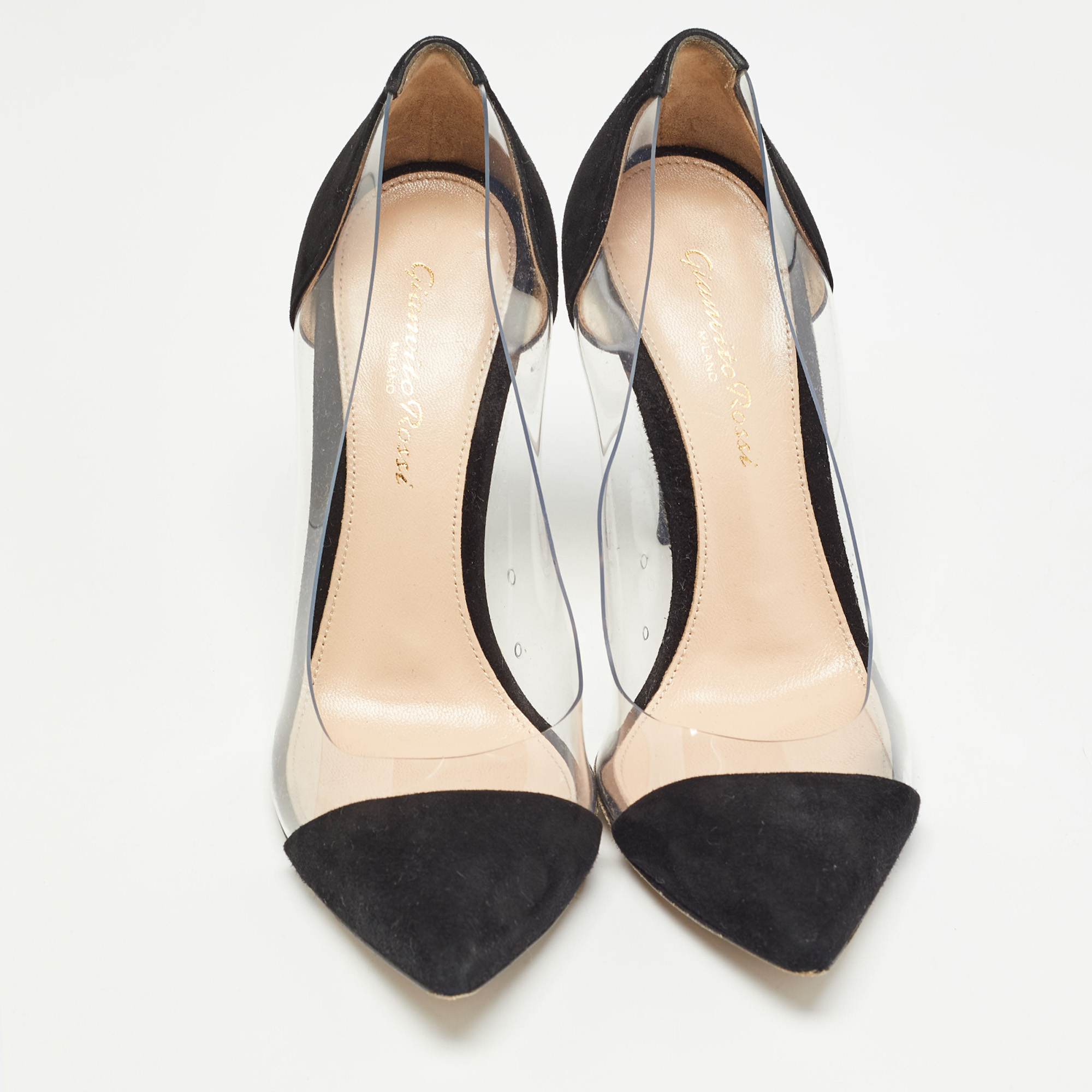 Gianvito Rossi Black Suede And PVC Plexi Pumps Size 36