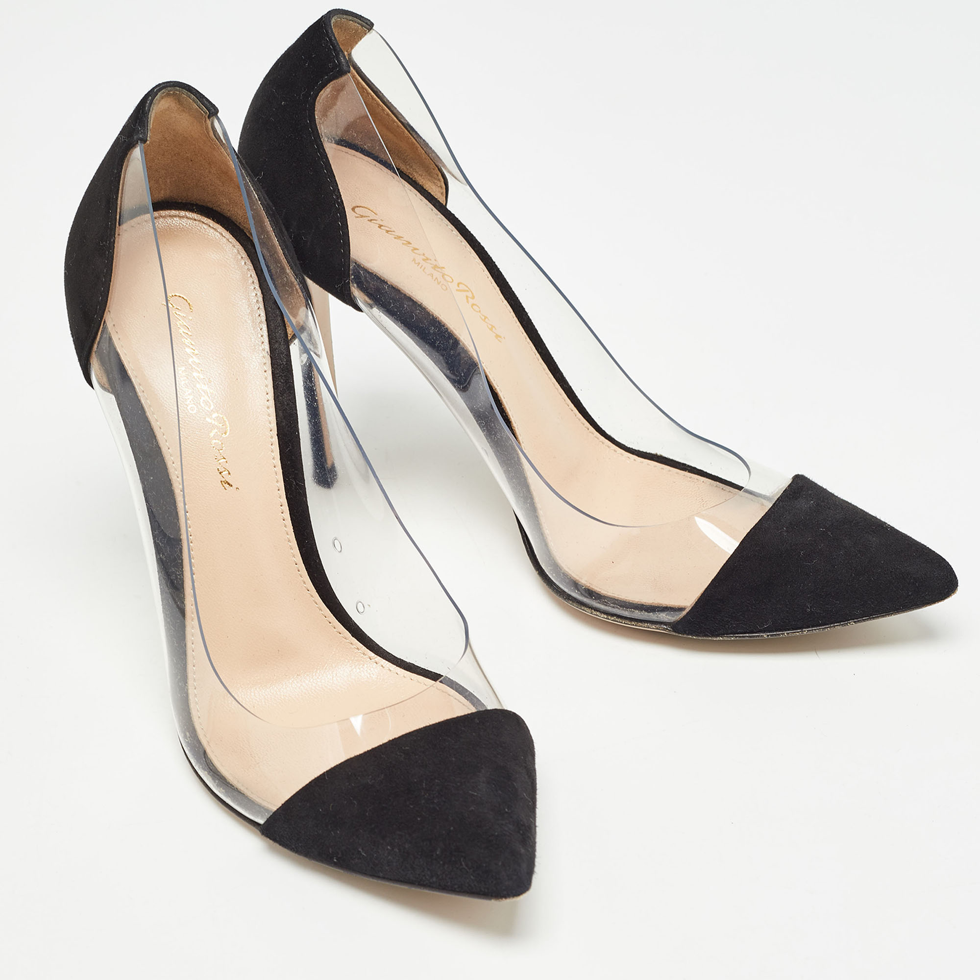 Gianvito Rossi Black Suede And PVC Plexi Pumps Size 36