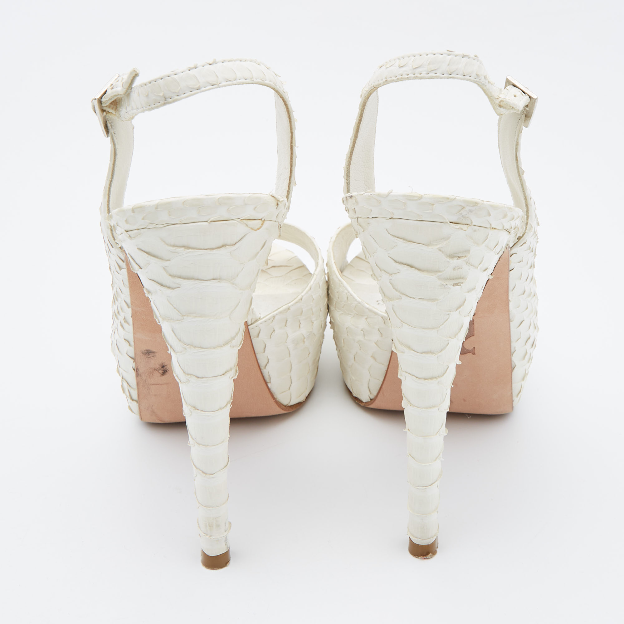 Gina White Python D'orsay Slingback Sandals Size 37