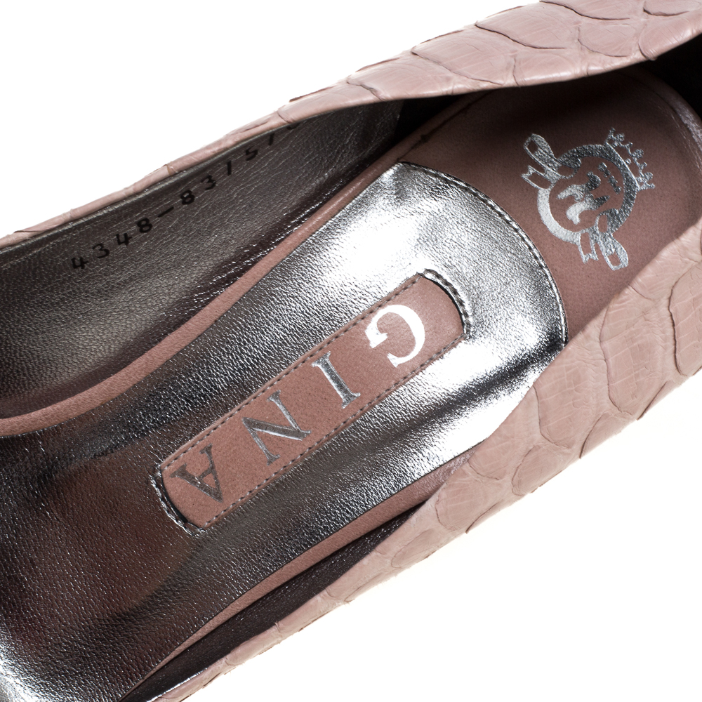 Gina Pink Python Leather Elle Platform Pumps Size 38.5