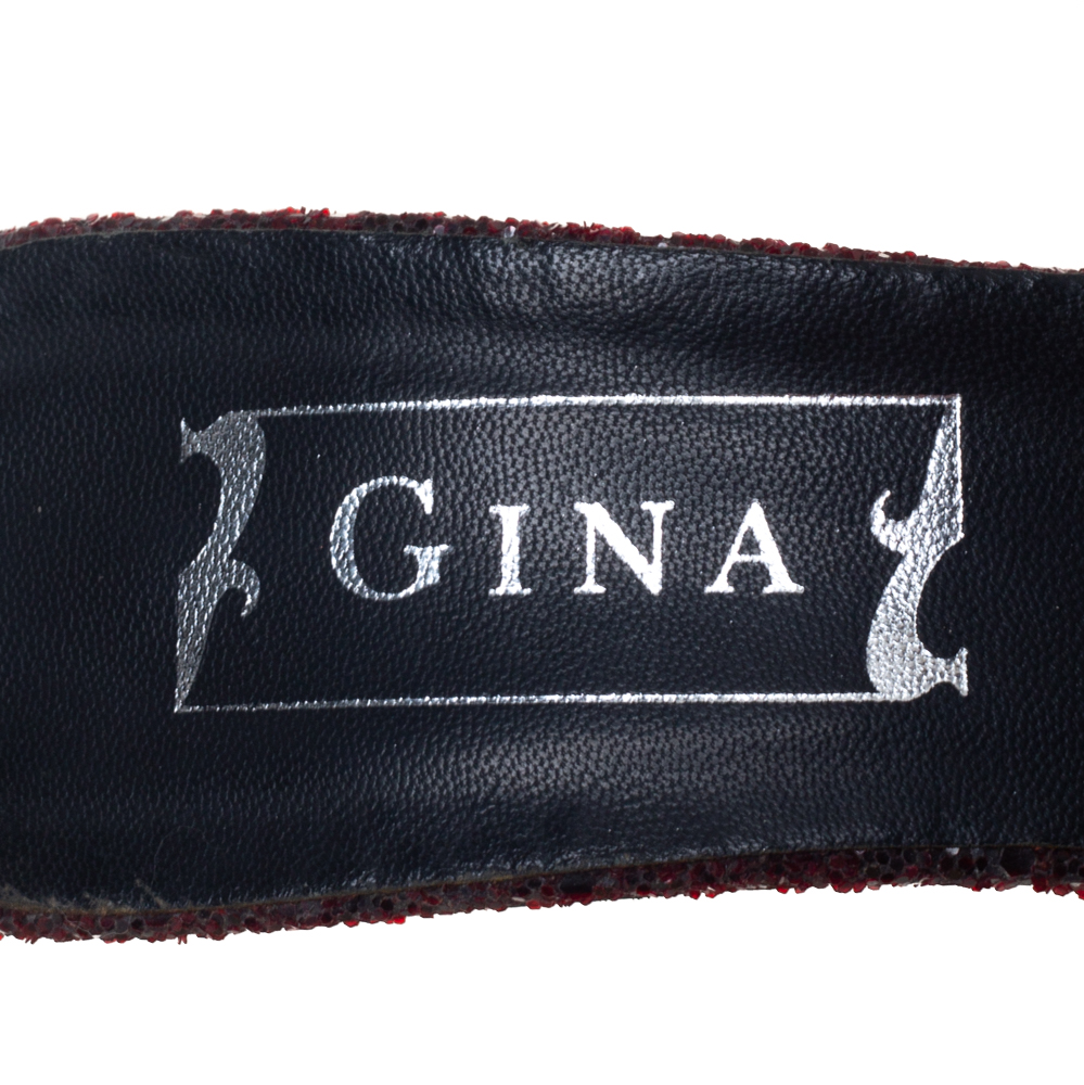 Gina Dark Burgundy Glitter Mule Sandals Size 40