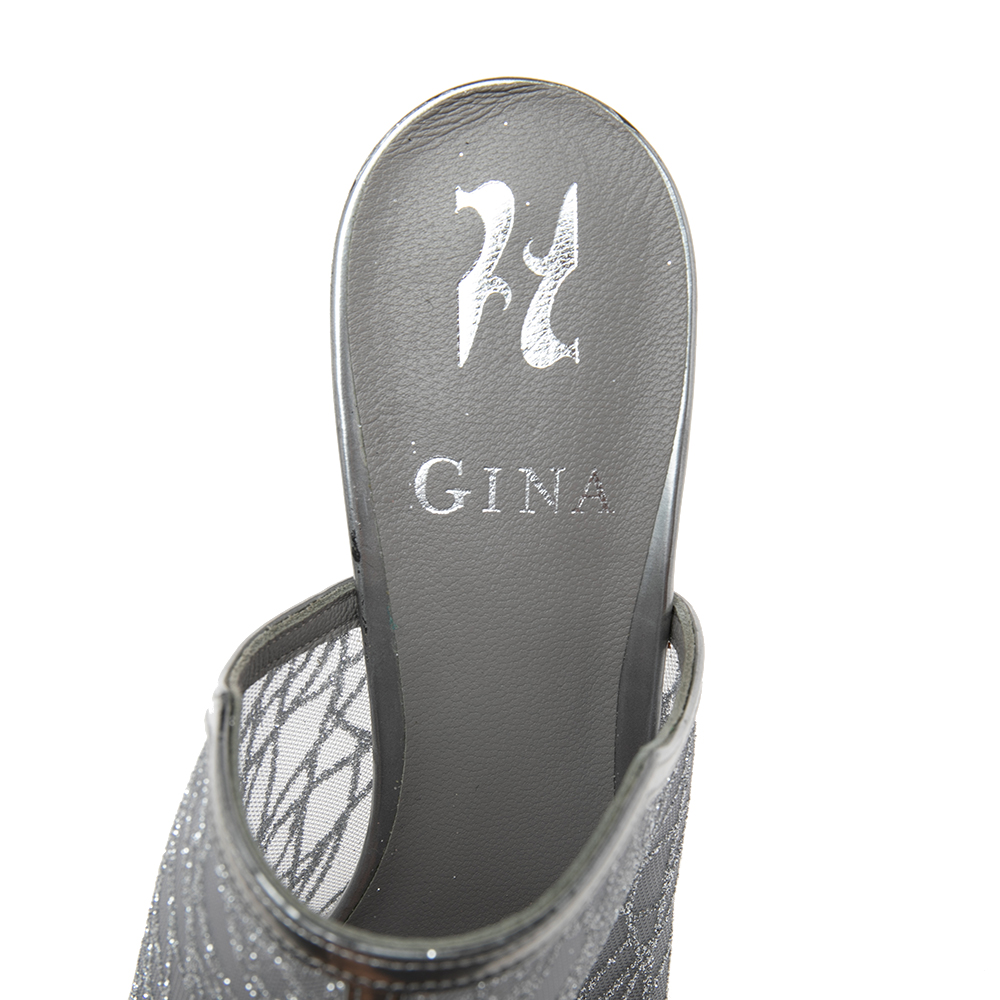 Gina Silver Glitter Mesh Wedge Espadrille Platform Sandals Size 38