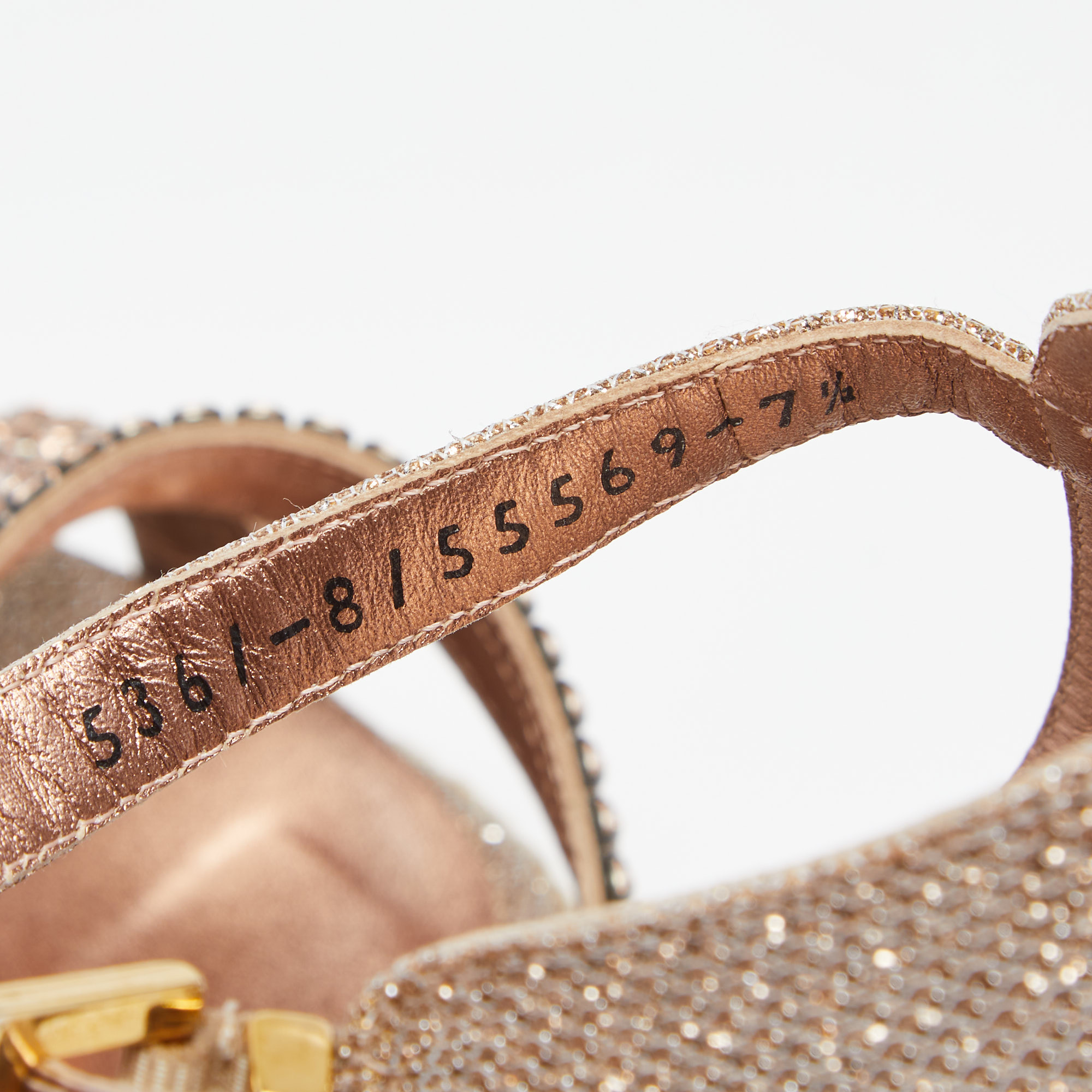 Gina Rose Gold Glitter And Mesh Snoop Crystal Embellished Wedge Sandals Size 40.5