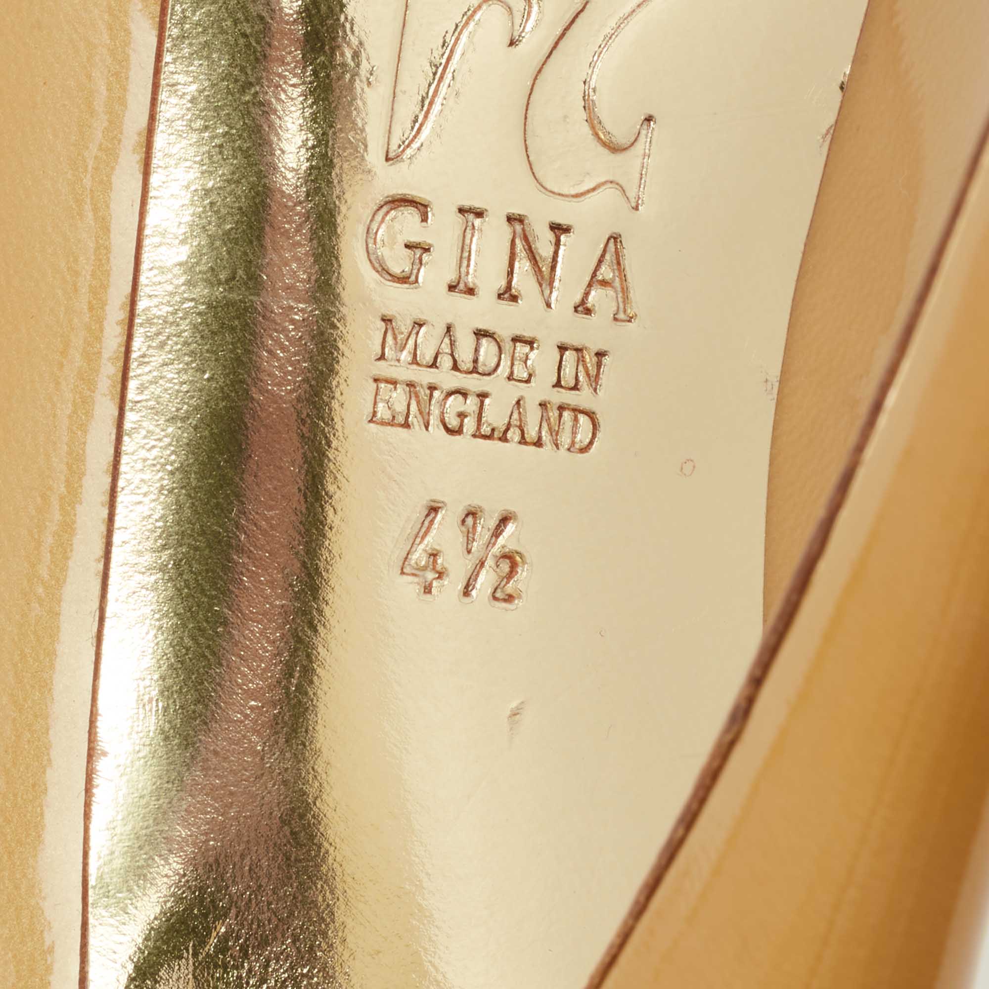 Gina Mustard Yellow Patent Leather Peep-Toe Pumps Size 37.5