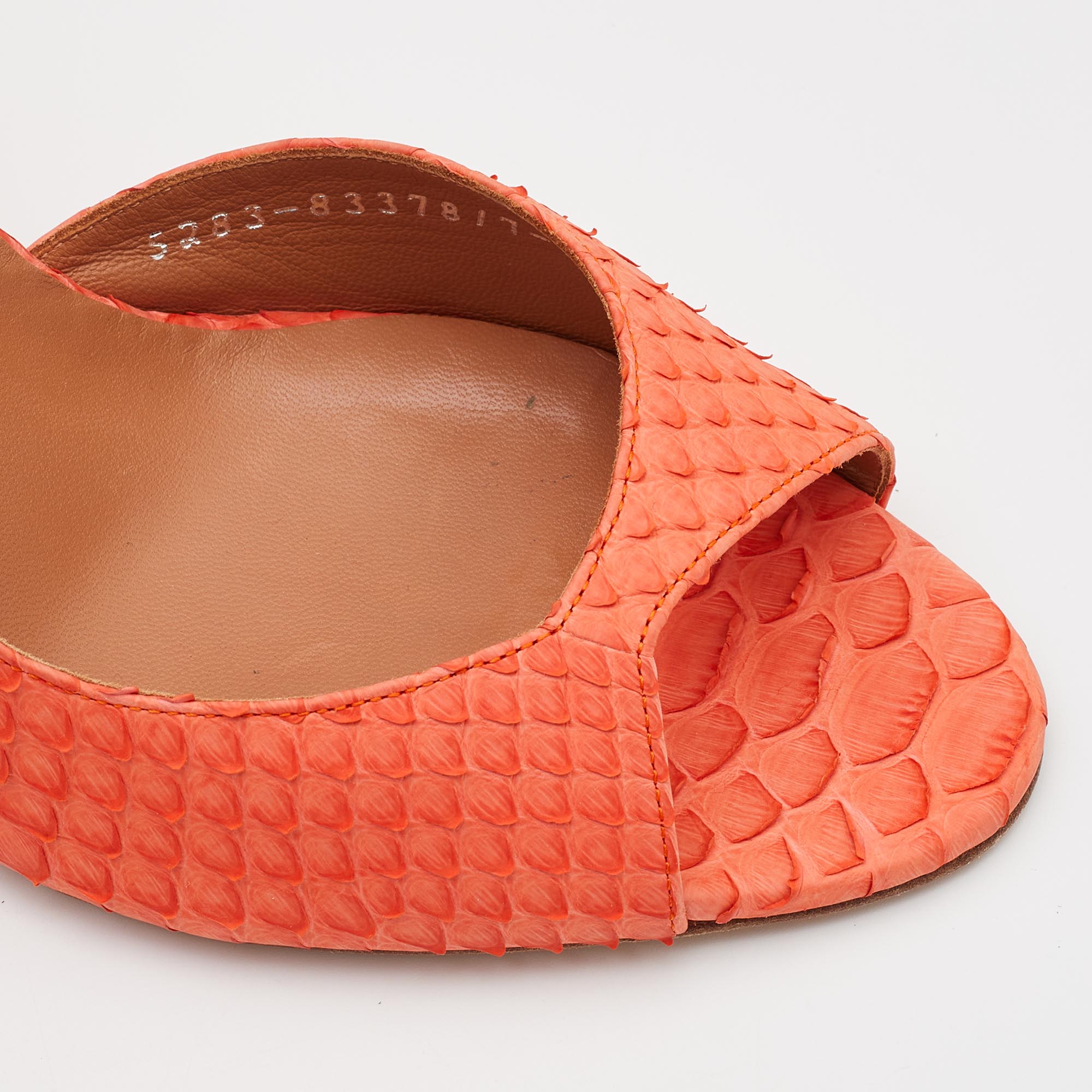 Gina Tangerine Python Peep Toe Ankle Strap Sandals Size 40