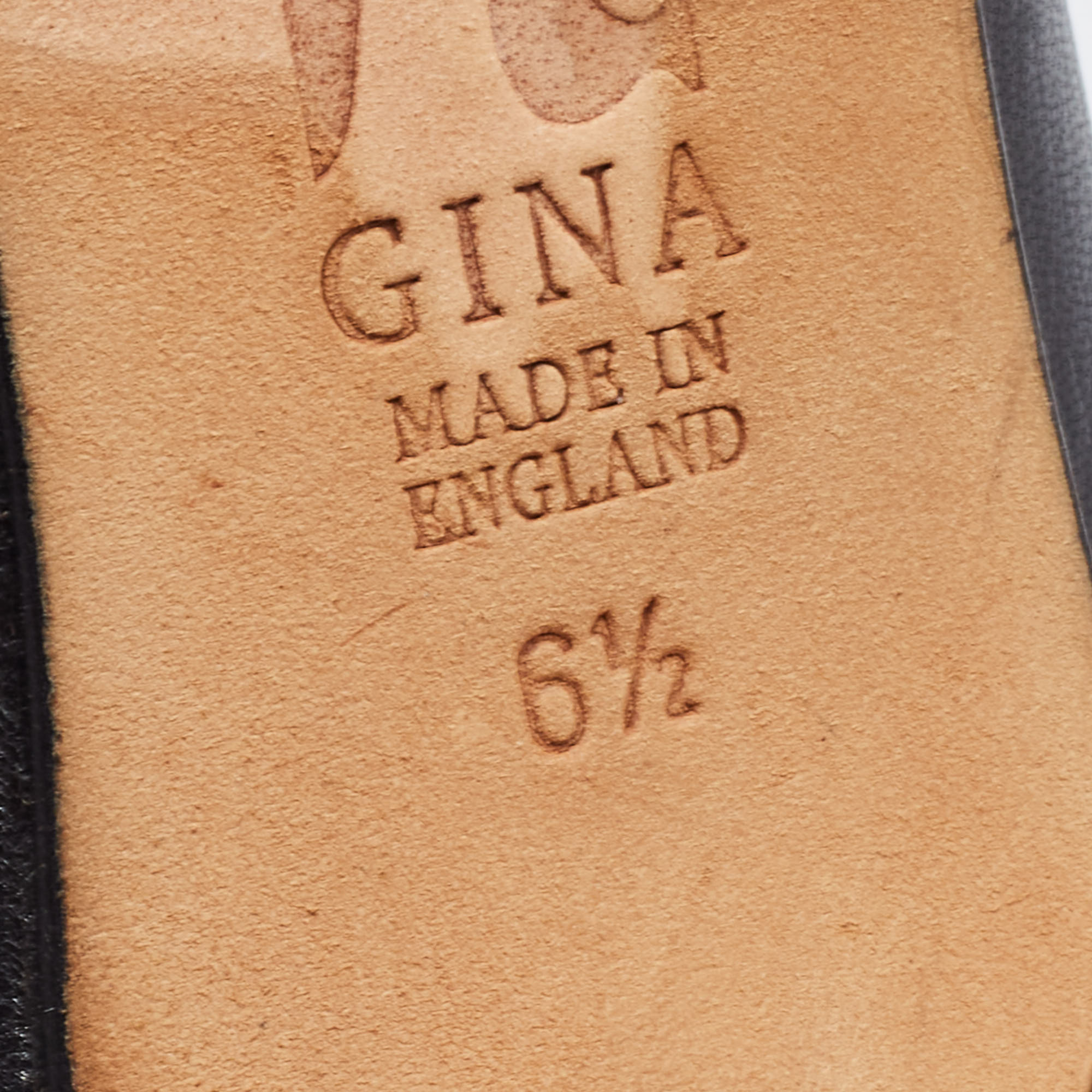 Gina Black Leather Embellished Pumps Size 39.5