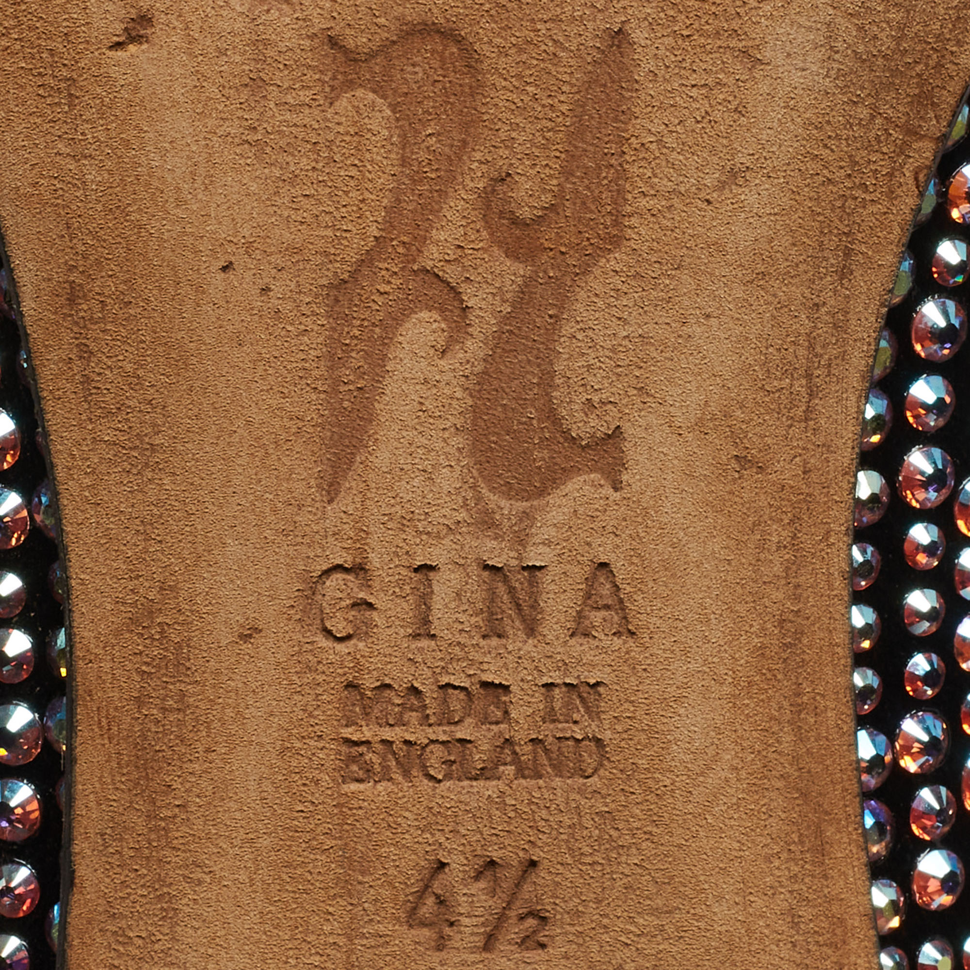 Gina Black/Pink Crystal Embellished Satin Ballet Flats Size 37.5