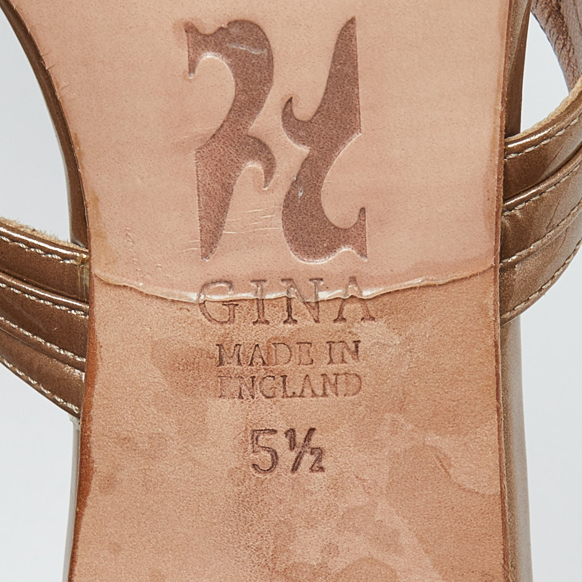Gina Brown Patent Leather Crystal Embellished Thong Slide Sandals Size 38.5