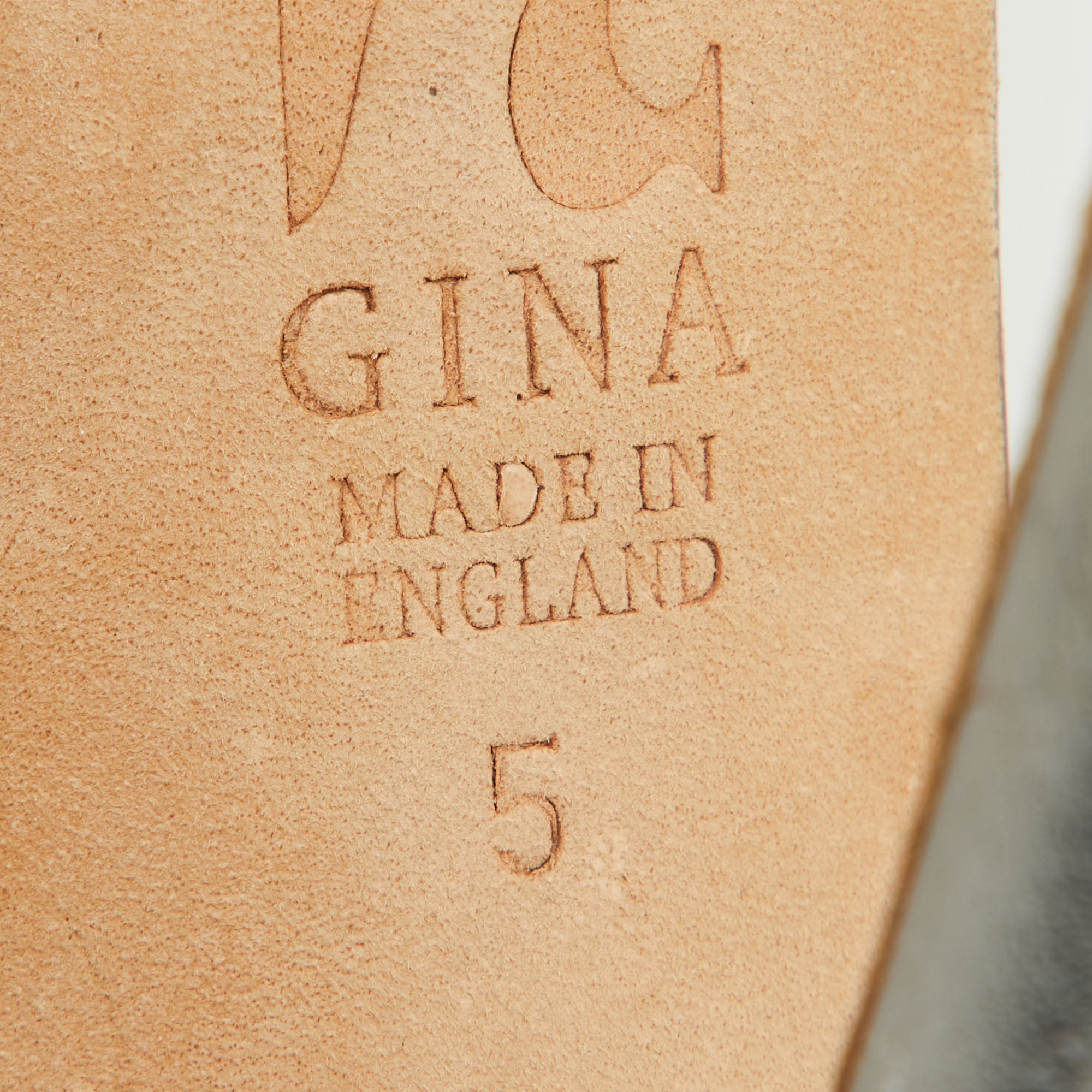 Gina Silver Crystal Embellished Leather Slide Sandals Size 38