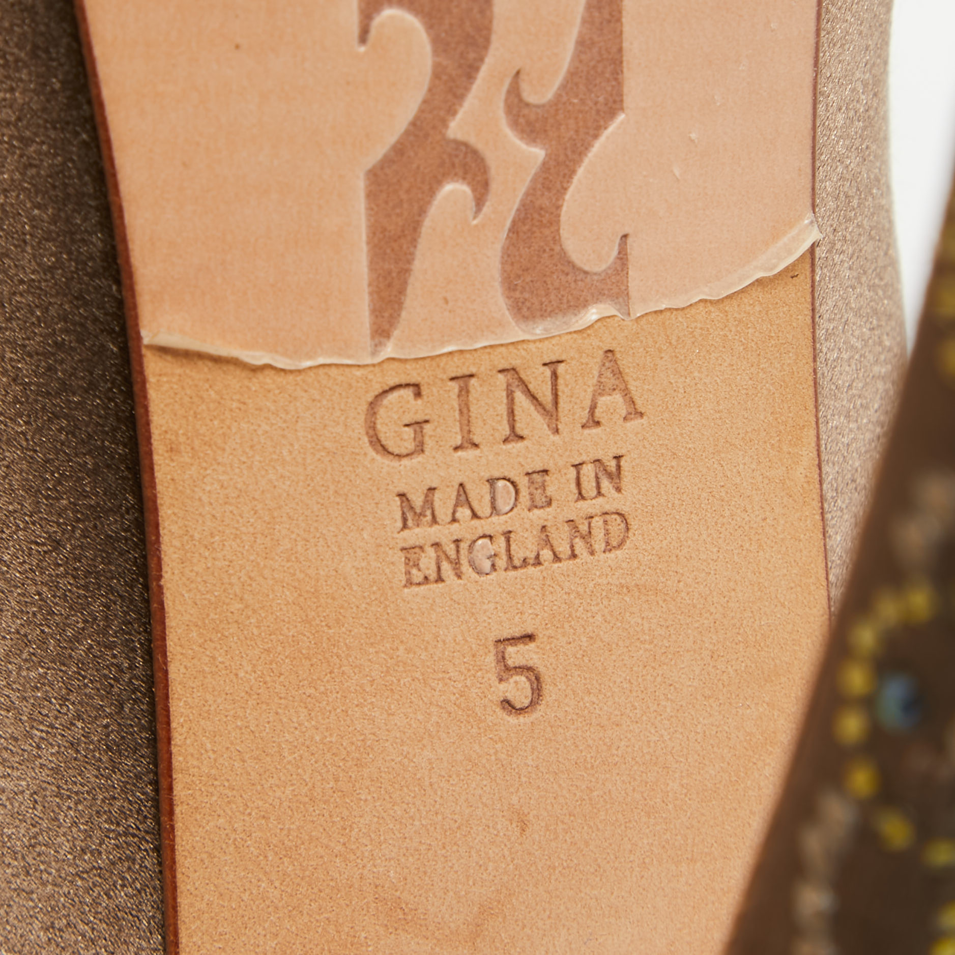 Gina Brown Satin Crystal Embellished Open Toe Pumps Size 38