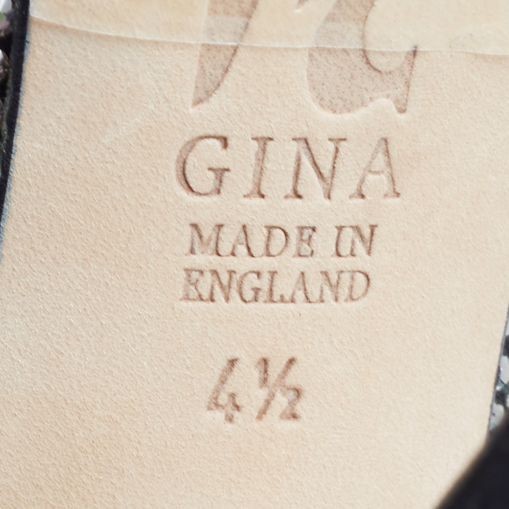 Gina Black Crystal Embellished Satin Platform Peep Toe Pumps Size 37.5
