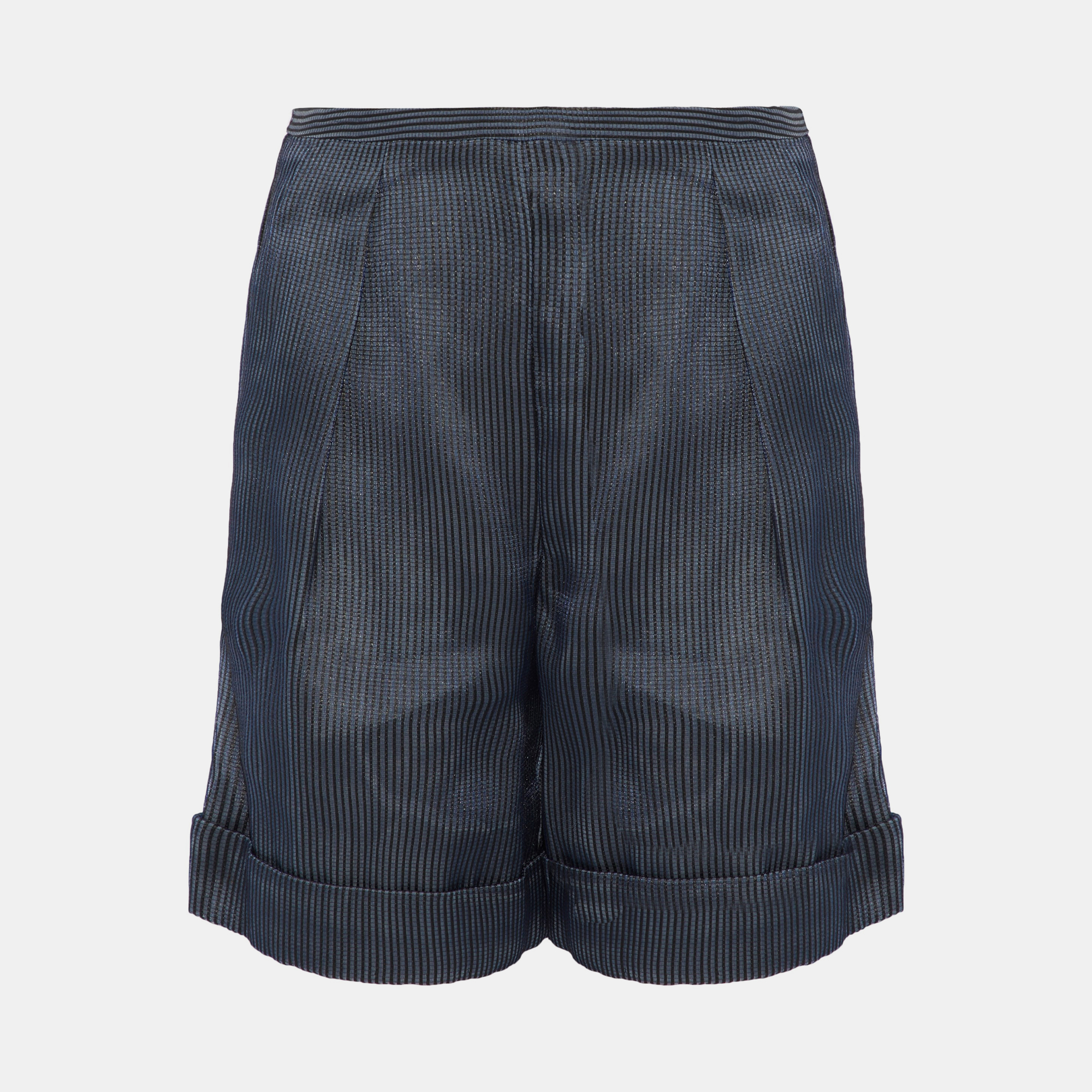 Giorgio armani navy blue striped mesh shorts l (it 44)