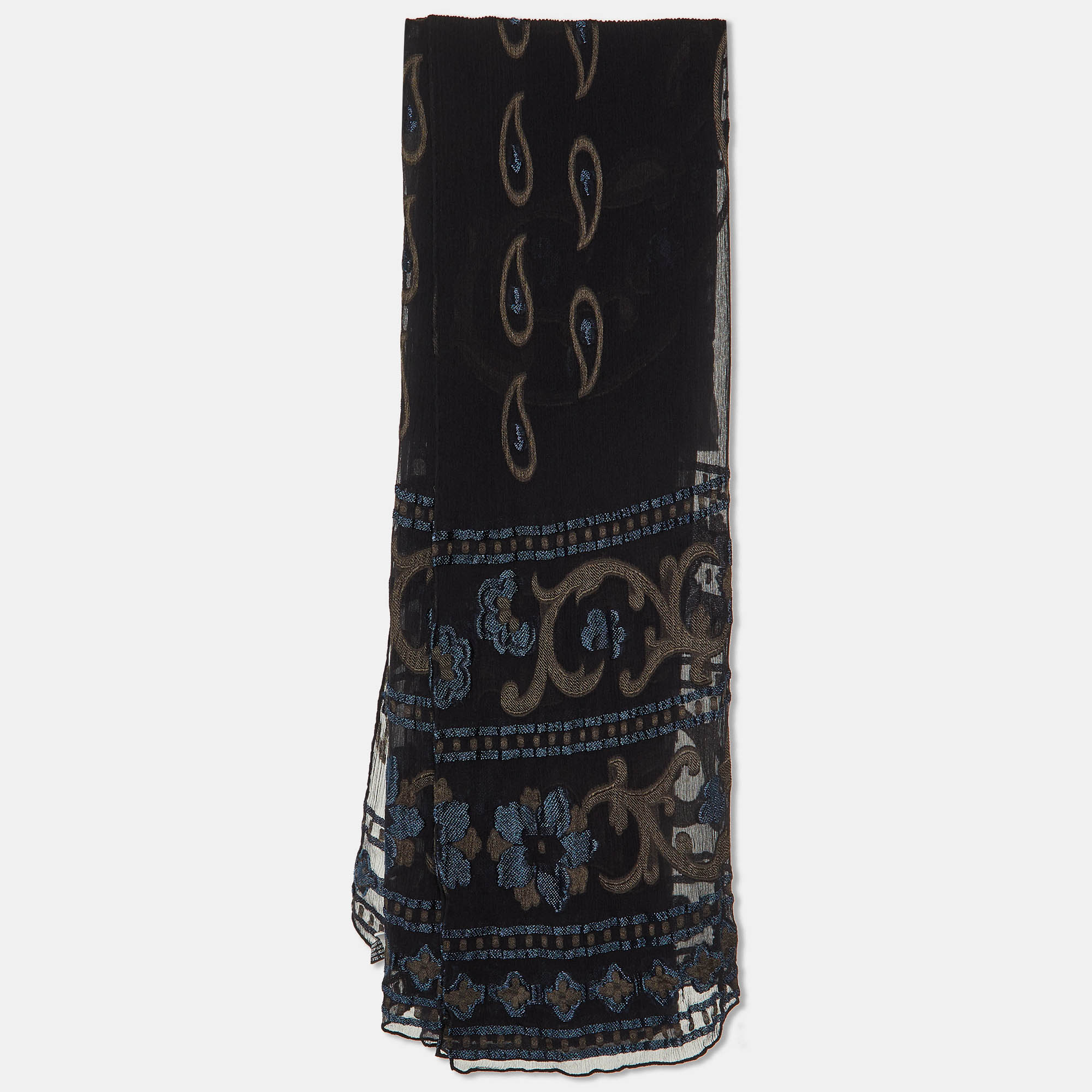 Giorgio Armani Le Collezioni Black Paisley Embroidered Silk Chiffon Stole
Giorgio Armani Le Collezioni Black Paisley Embroidered Silk Chiffon Stole