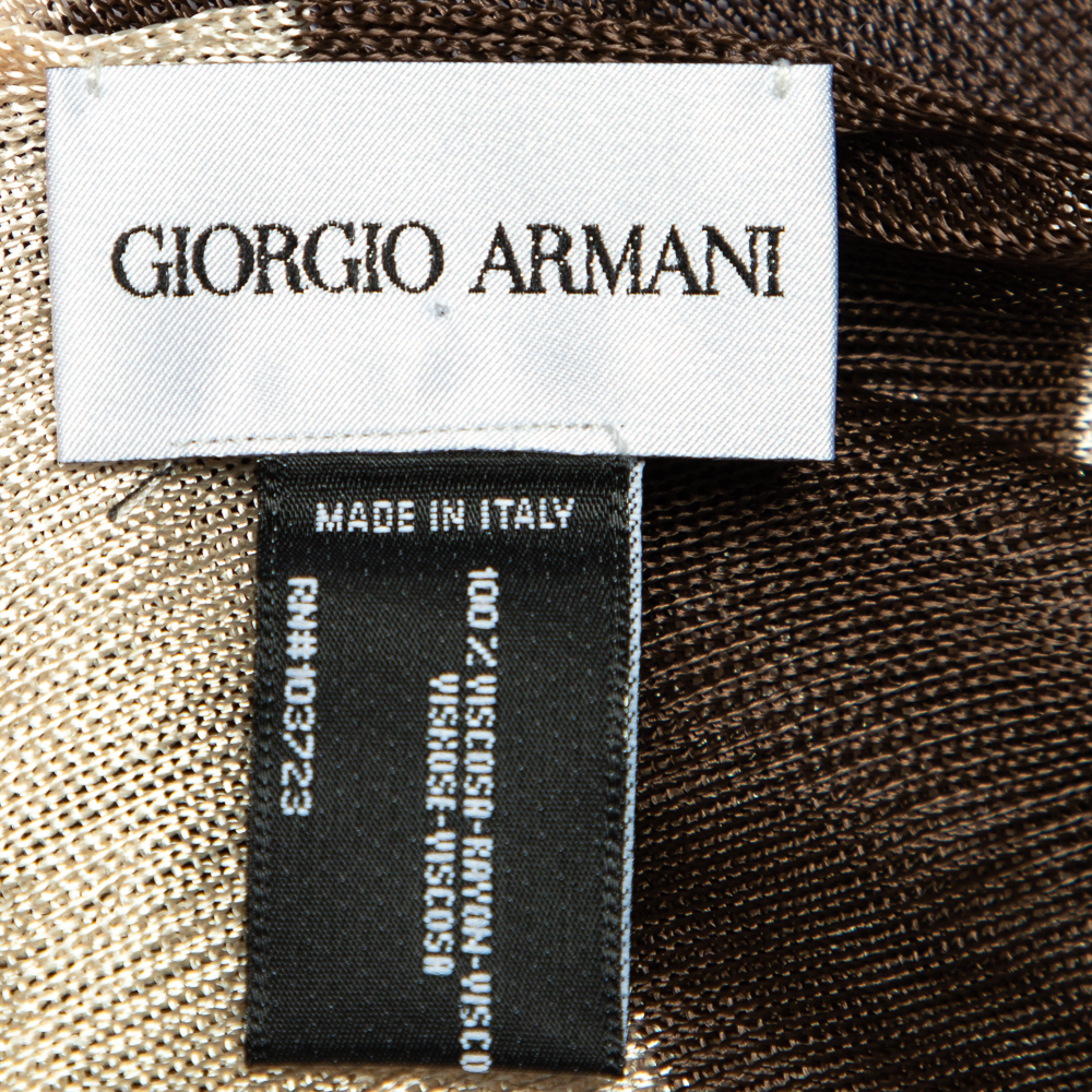 Giorgio Armani Brown & Beige Striped Knit Stole