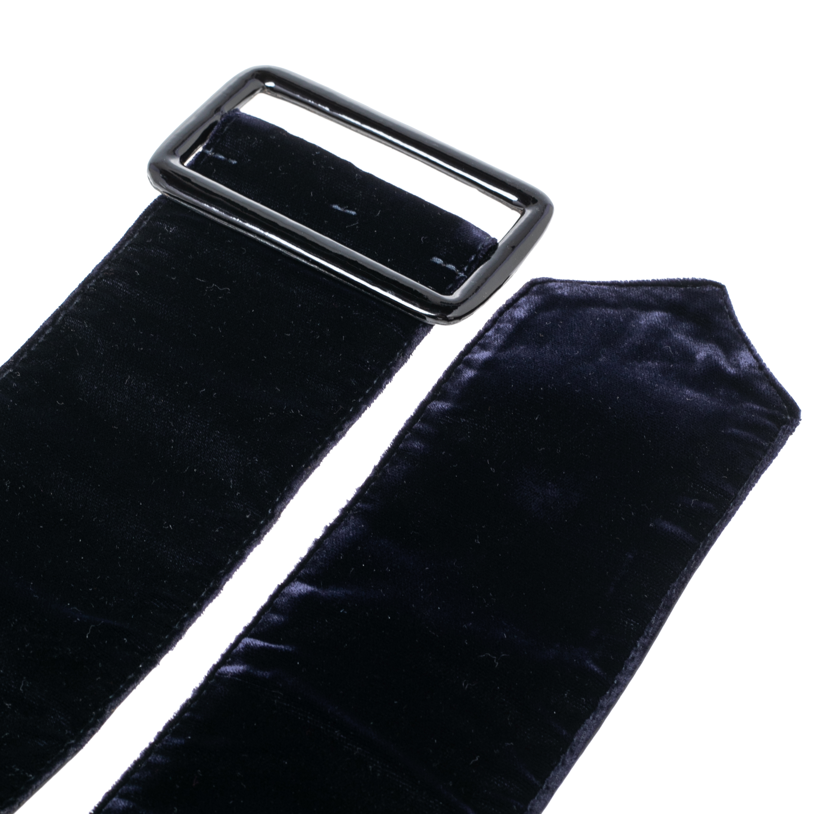 Giorgio Armani Dark Blue Velvet Buckle Waist Belt 55CM