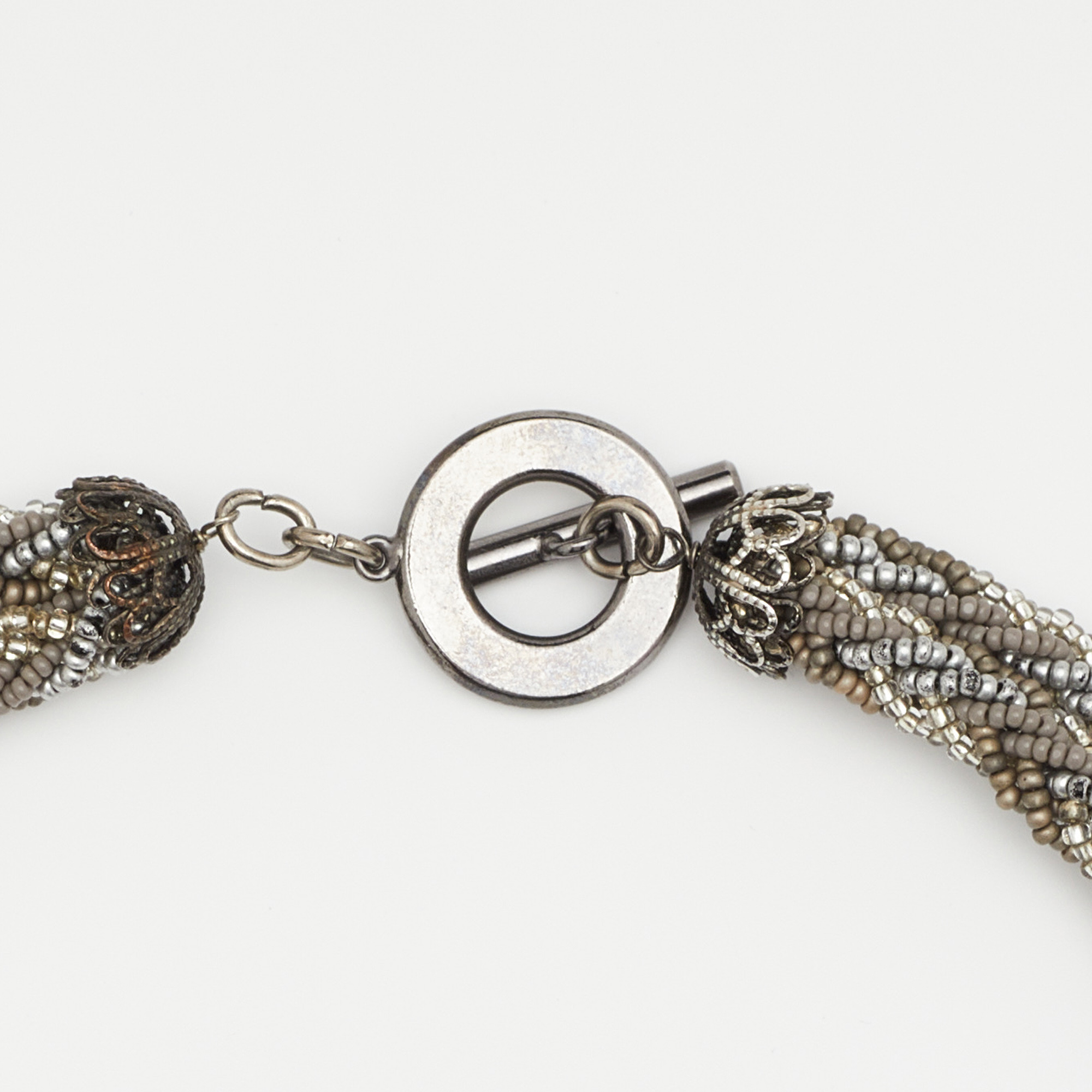 Giorgio Armani Three Tone Bead & Mesh Toggle Necklace