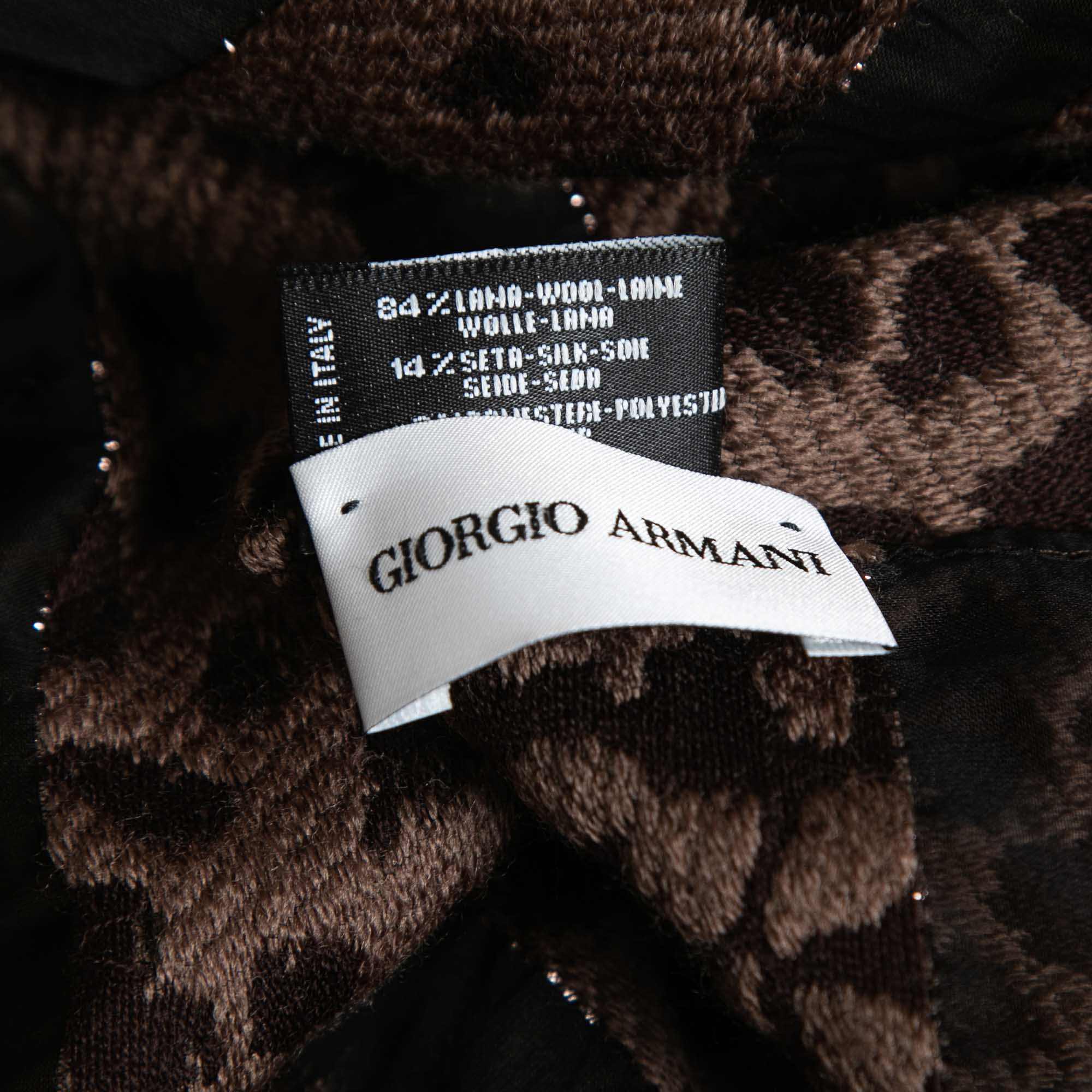 Giorgio Armani Brown Paneled Jacquard Wool & Silk Stole