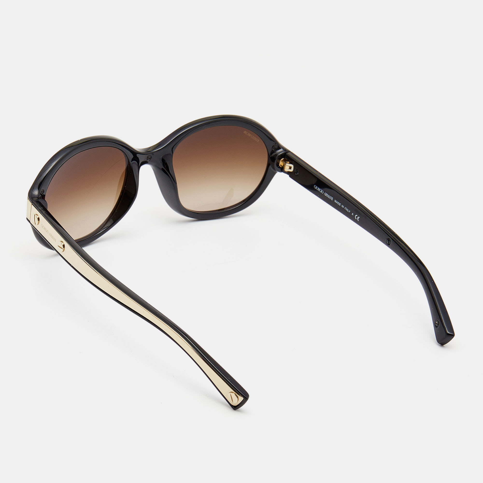 Giorgio Armani Black Gold/Brown Gradient AR8015 Oval Sunglasses