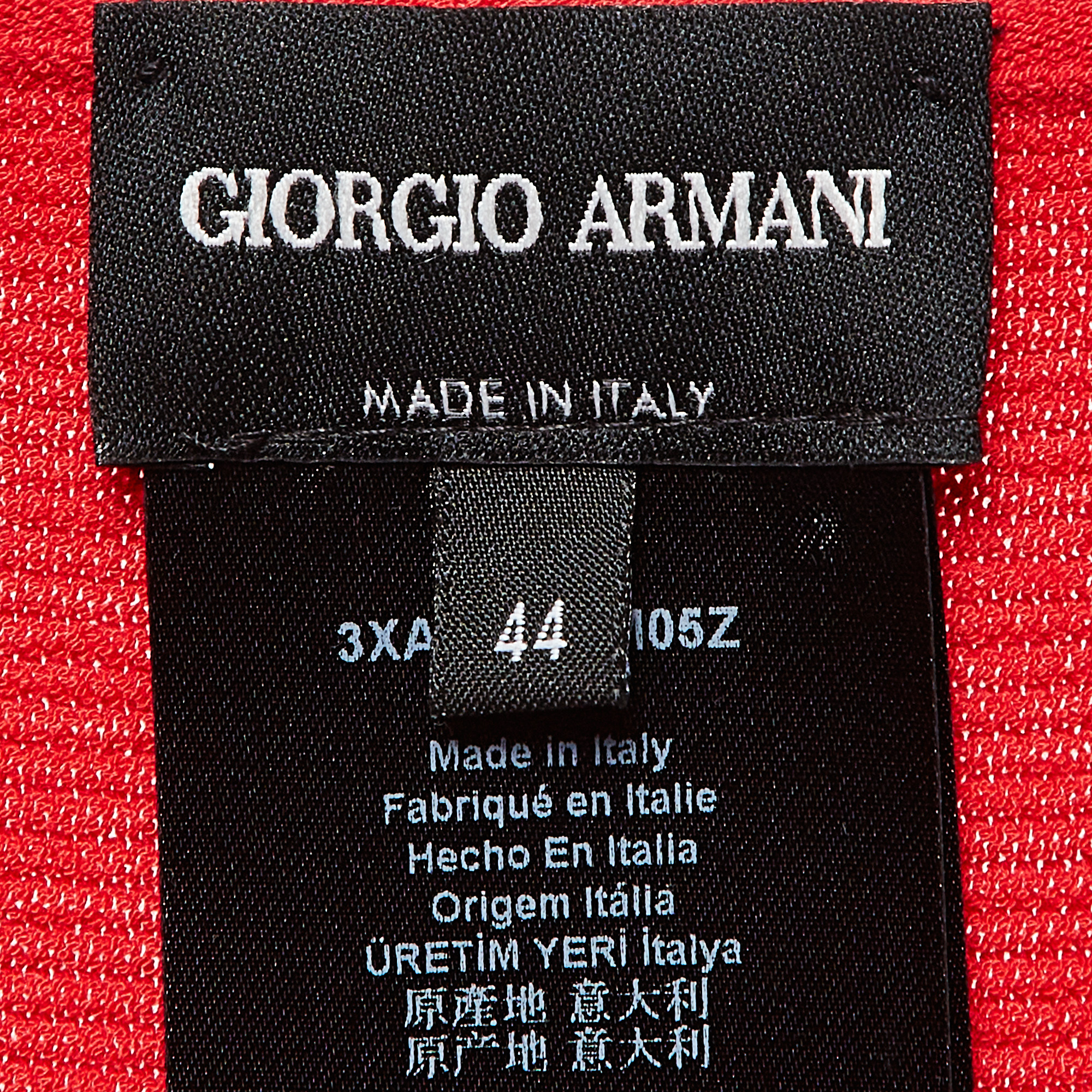 Giorgio Armani Red Rib Knit Short Sleeve Top M