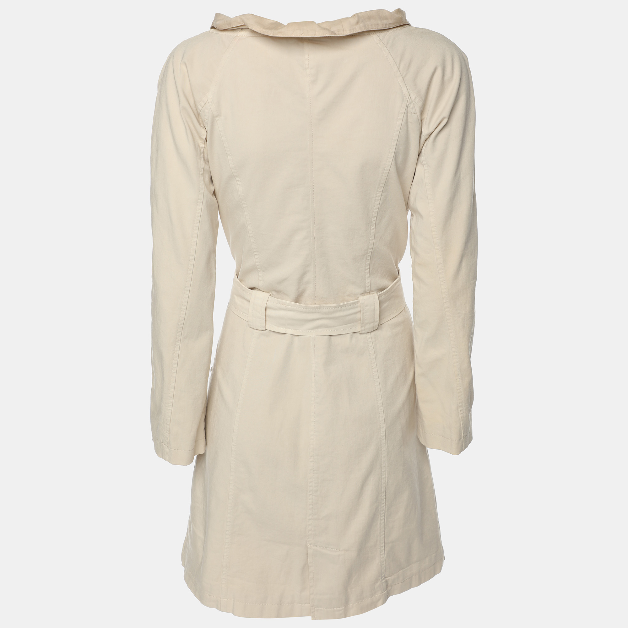 Giorgio Armani Cream Cotton Belted Coat S