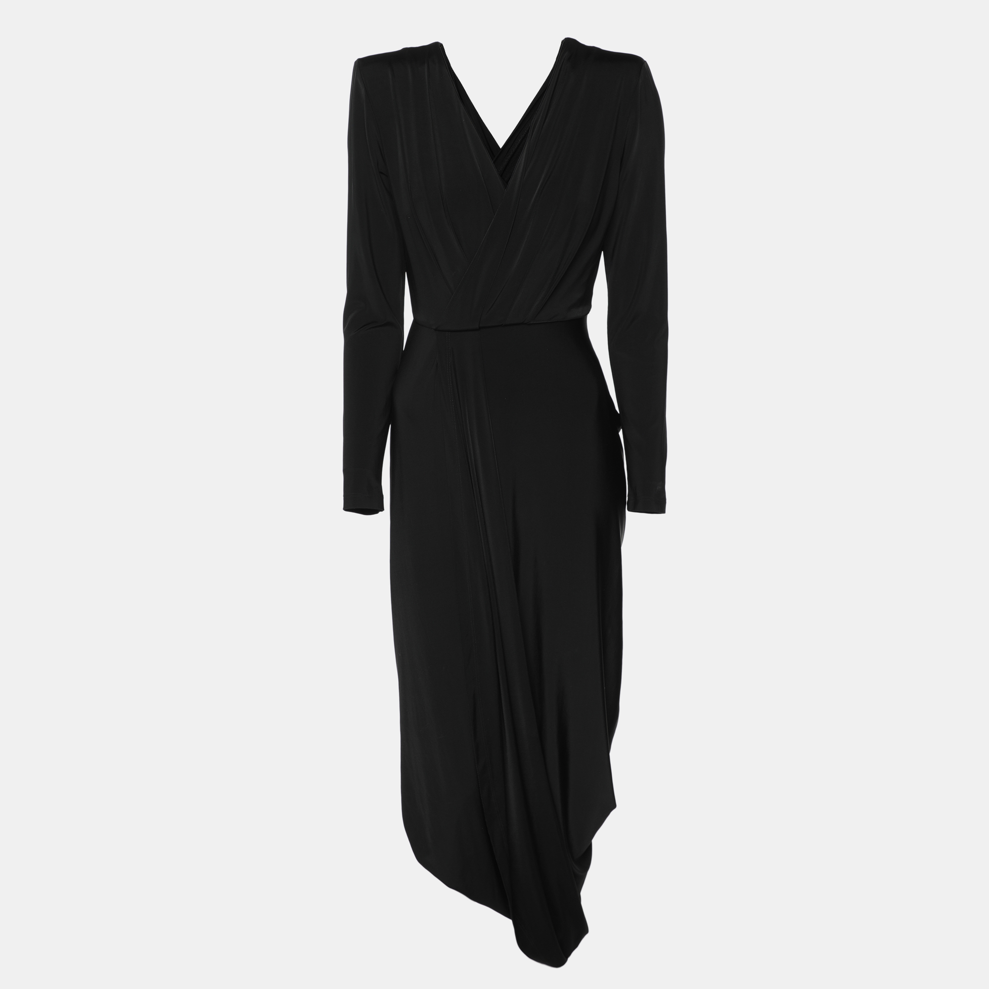 Giorgio Armani Black Jersey Long Sleeve Midi Dress S